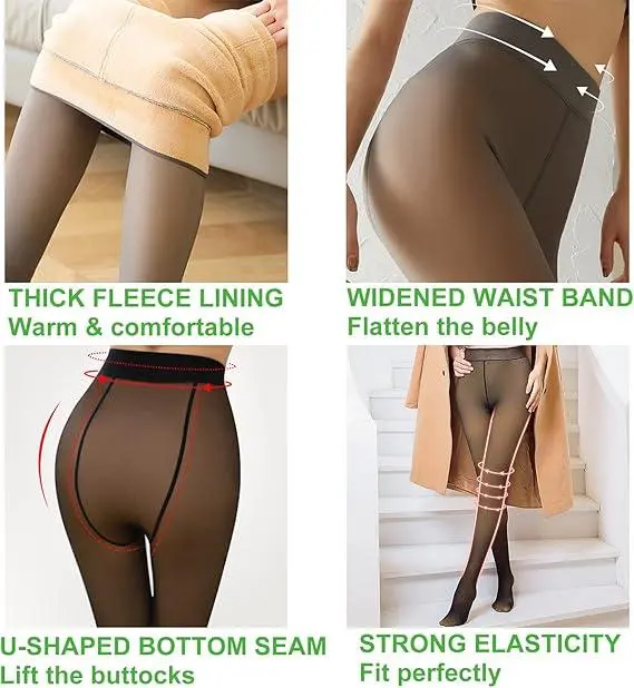 Women Fleece Lined Warm Sheer Winter Tights