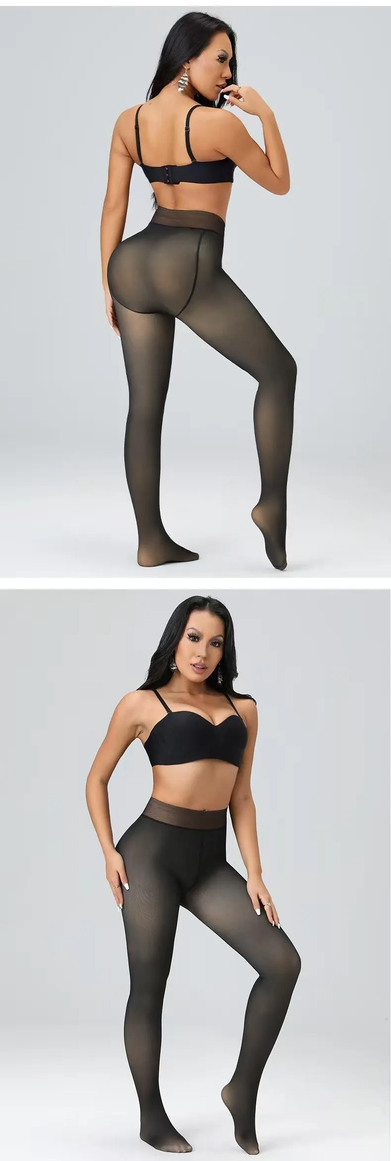 Fleece Lined Tights Sheer Women