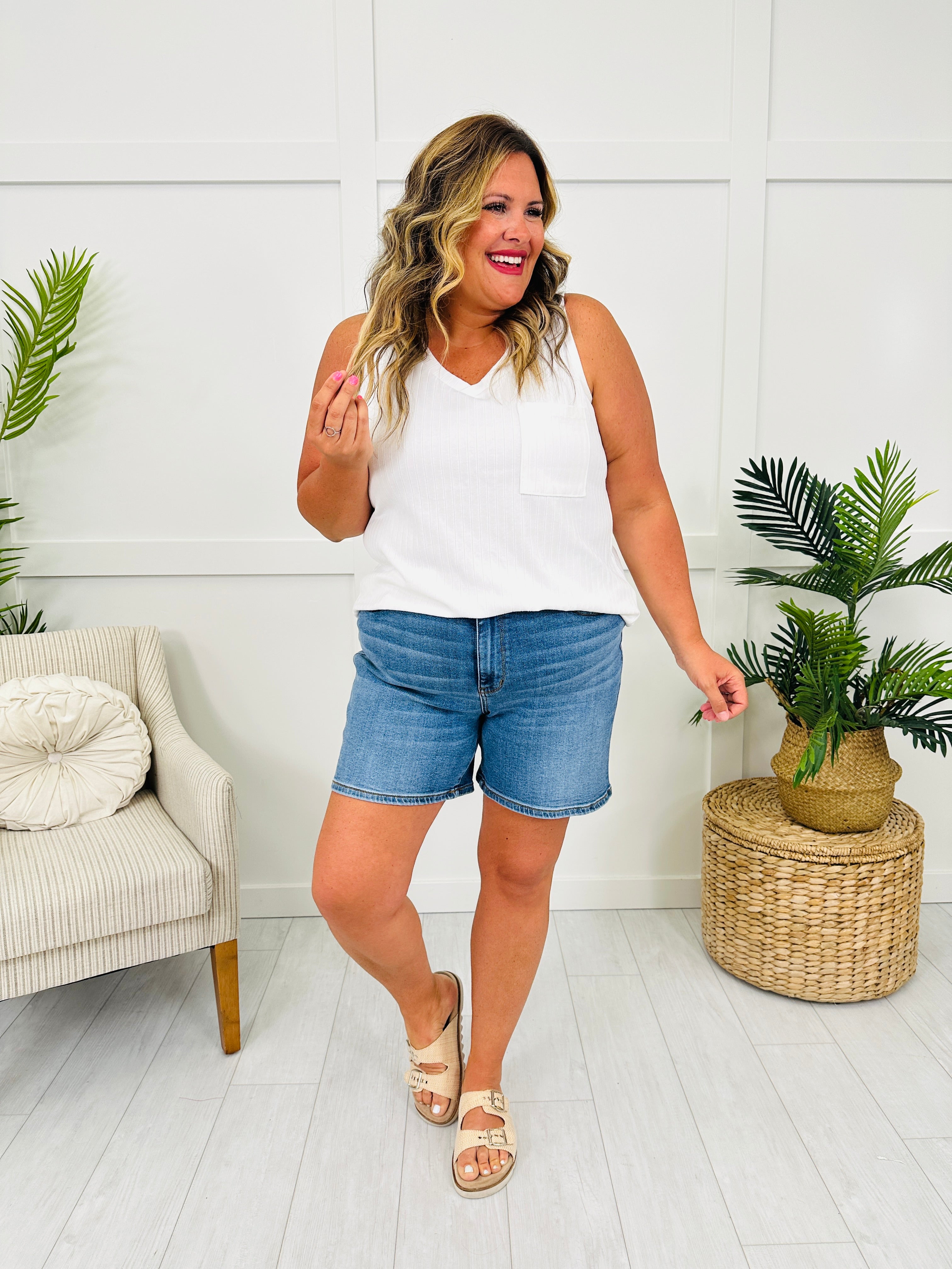 Judy Blue Twice As Nice Double Button Dad Shorts