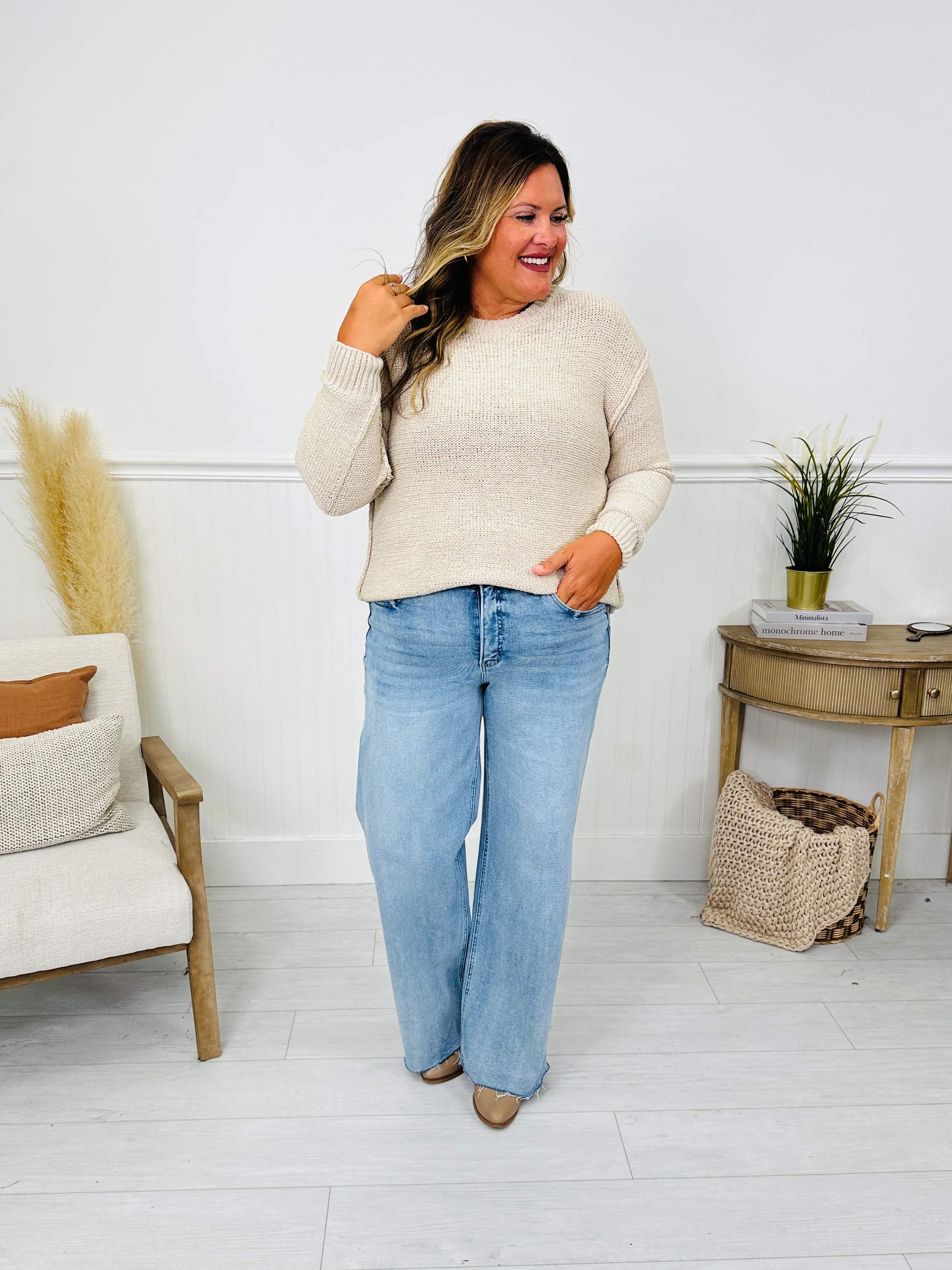 Dream of Me Tummy Control Slim Wide Leg Jeans