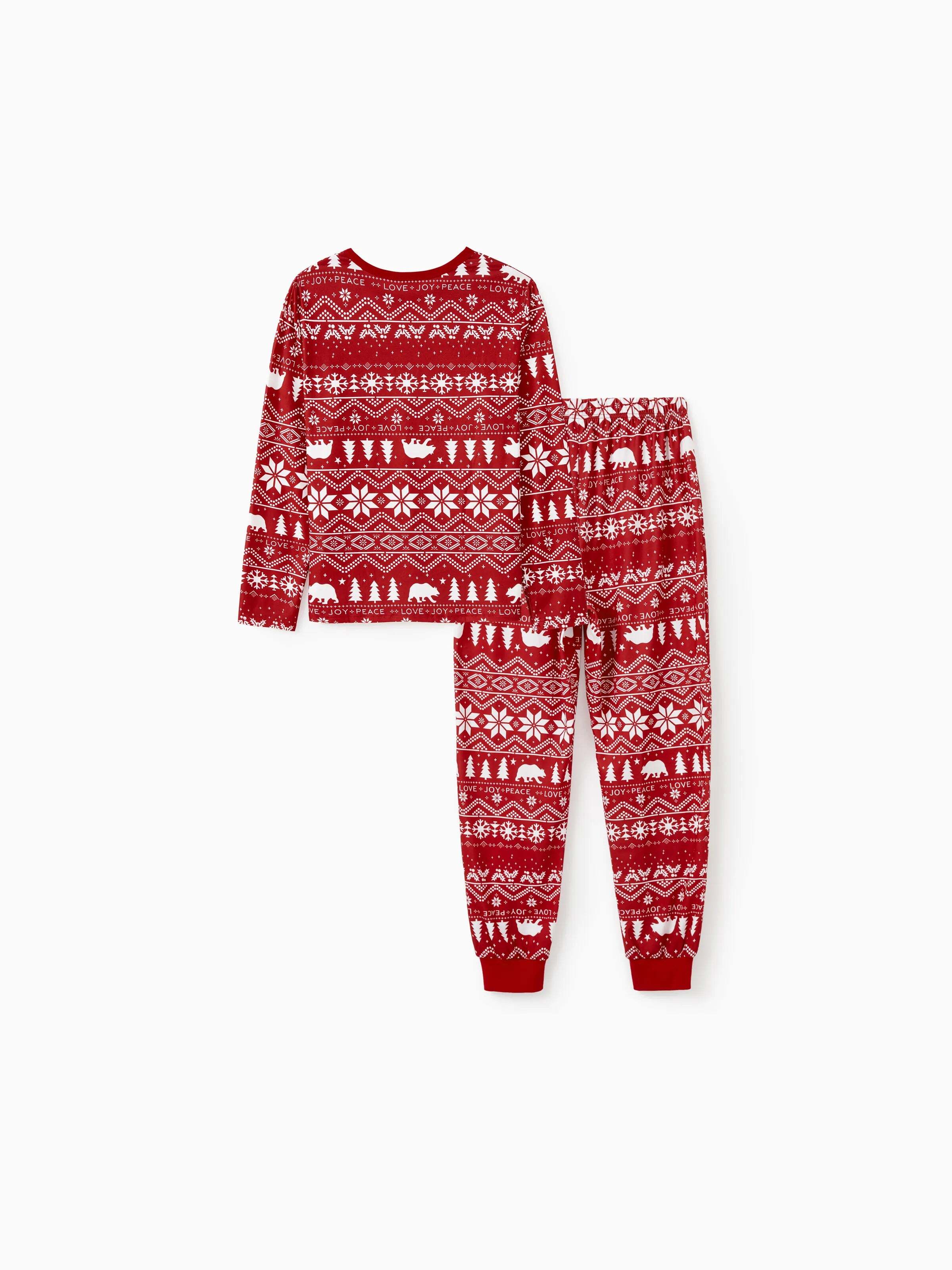 Christmas Print Family Matching Pajamas Sets with Christmas Socks Red