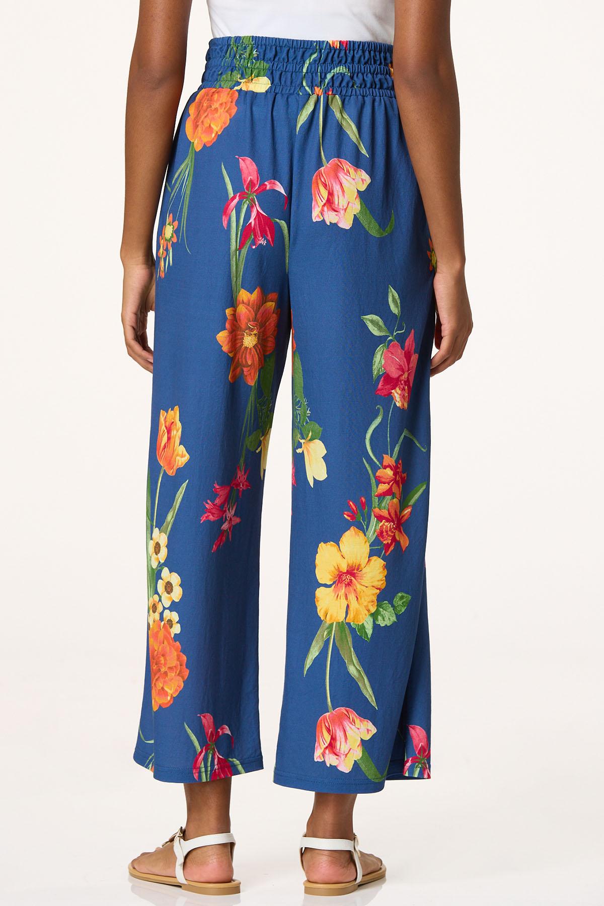 Floral Wide Leg Cropped Pants