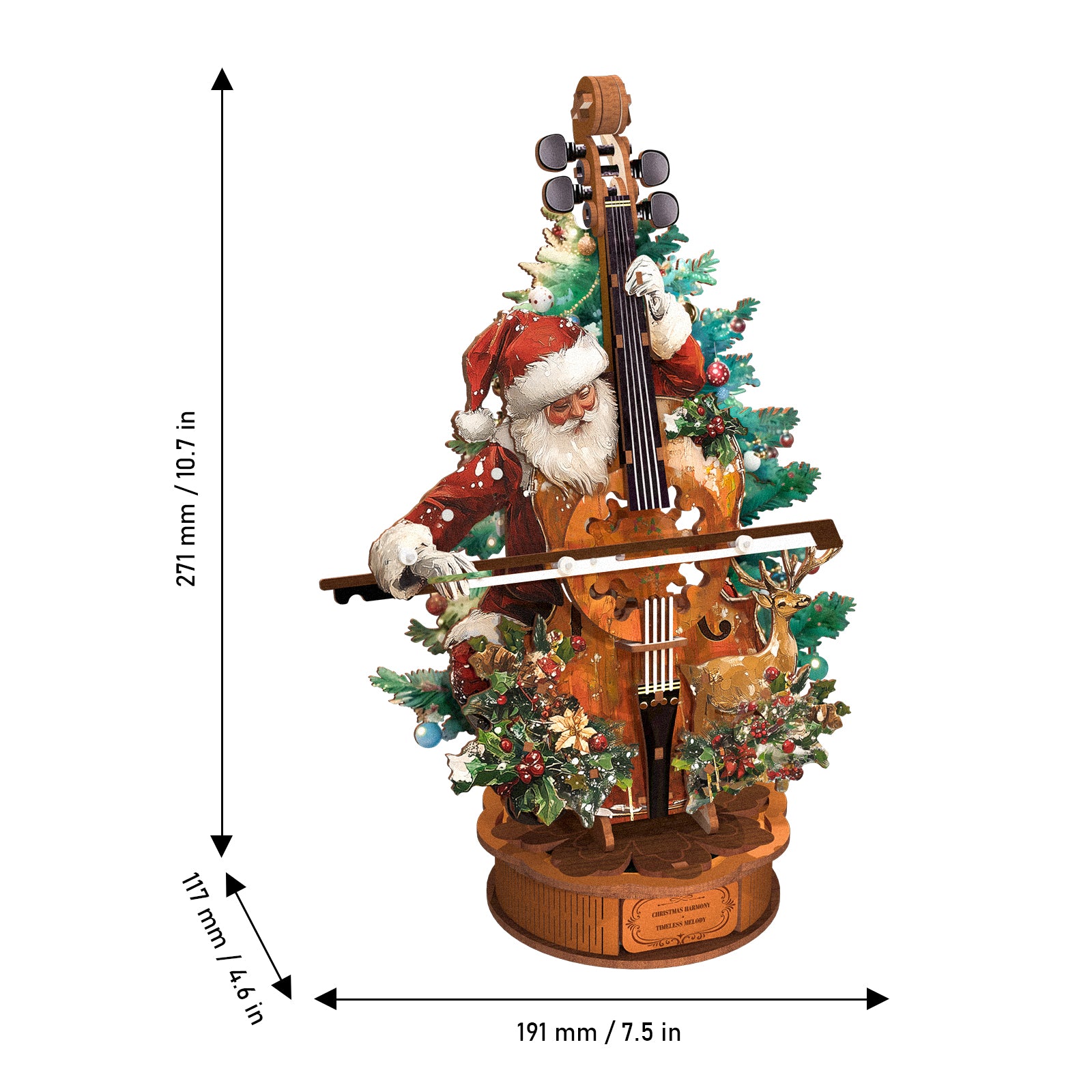 Christmas Concerto Cello – DIY Wooden Music Box, 3D Puzzle Craft Kit