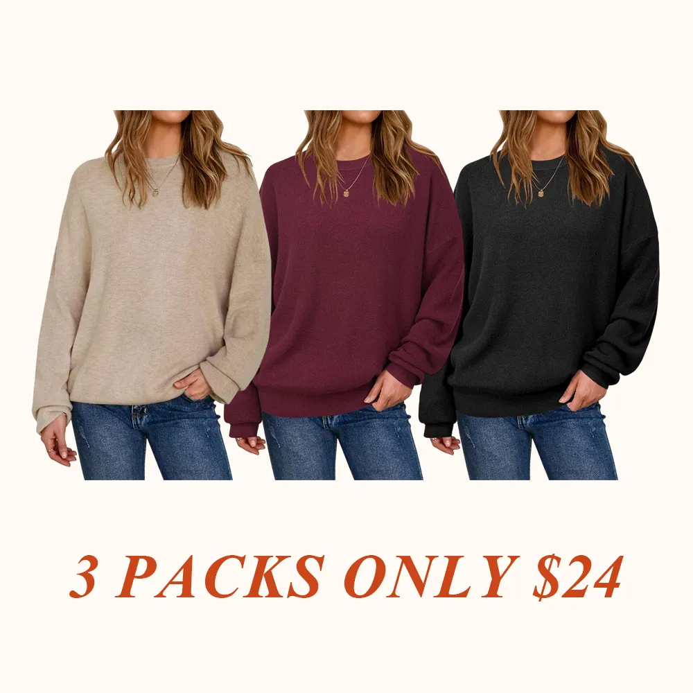Women's Wool Blend Oversized Sweaters Crewneck Casual Fall Outfits Fashion Tops