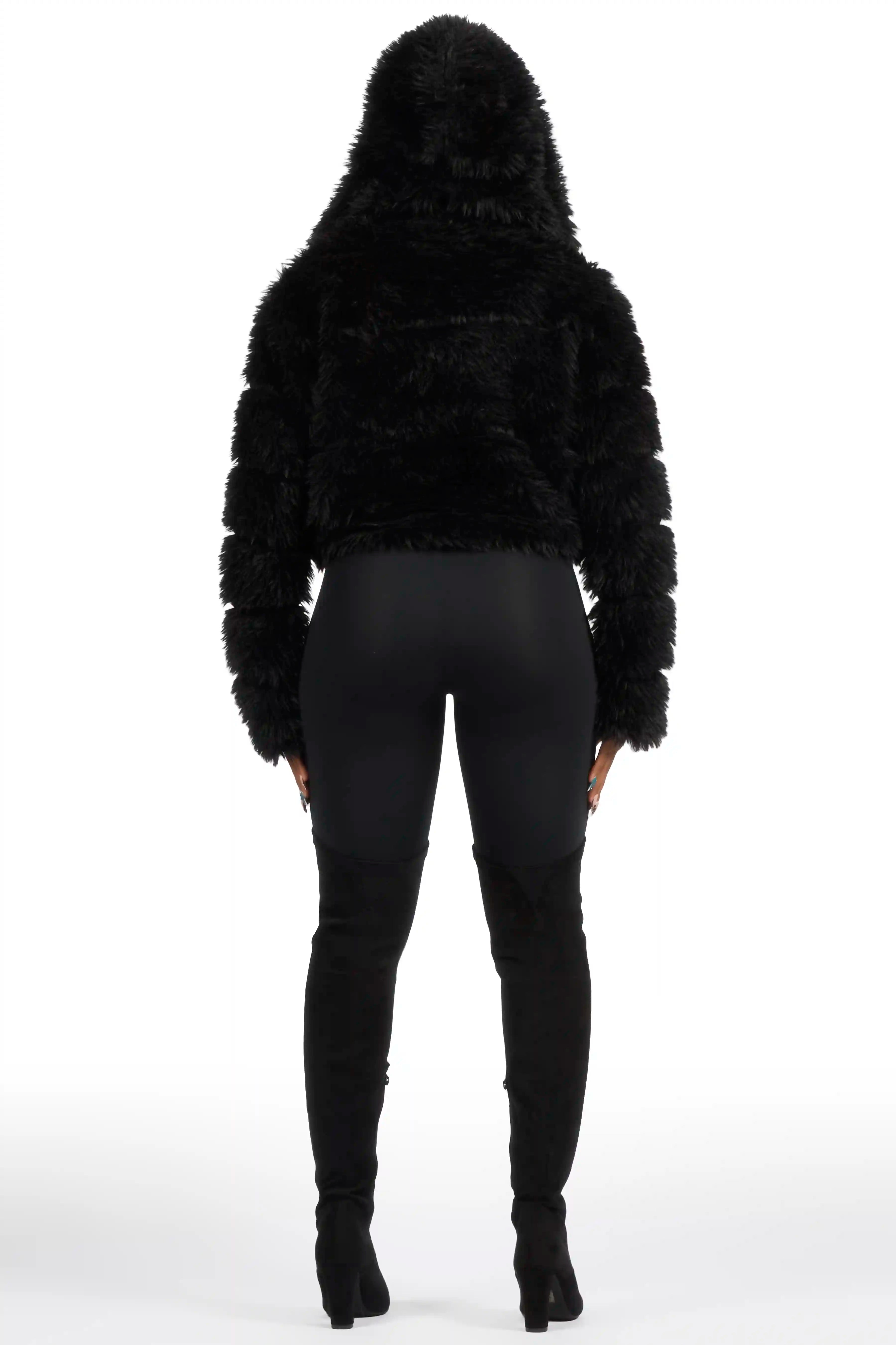 Kristin Black Fur Jacket