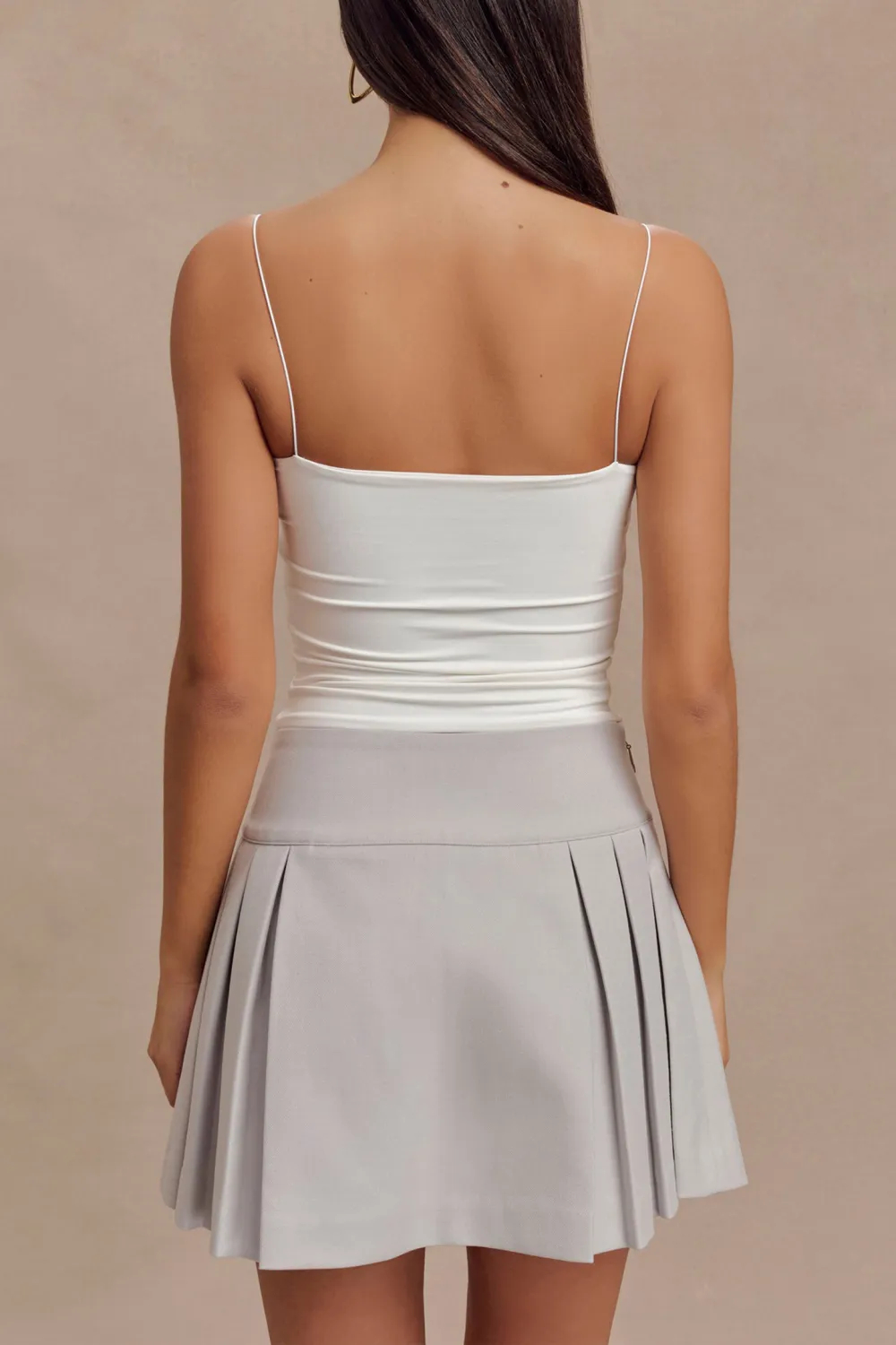 Pleated Buckle Mini Skirt