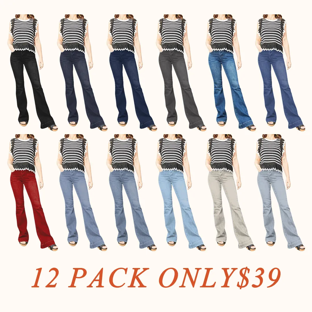 Mid-Rise Tummy Control Flare Denim Fit Jean Womenswear Bottom