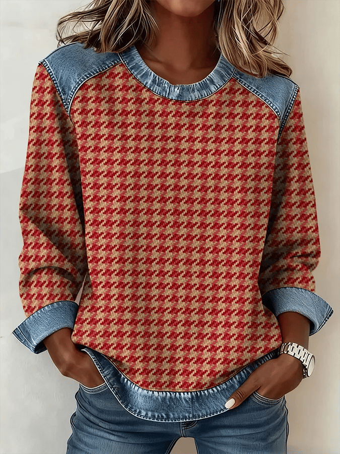 Women'S Casual Round Neck Printed Pullover Sweatshirt