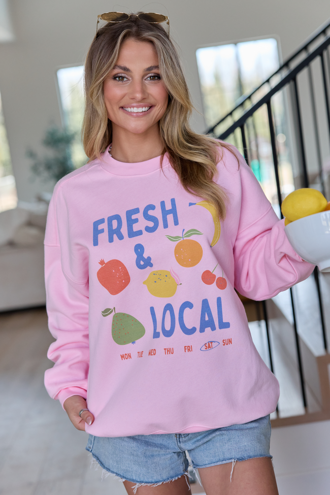 Fresh And Local Light Pink Graphic Sweatshirt