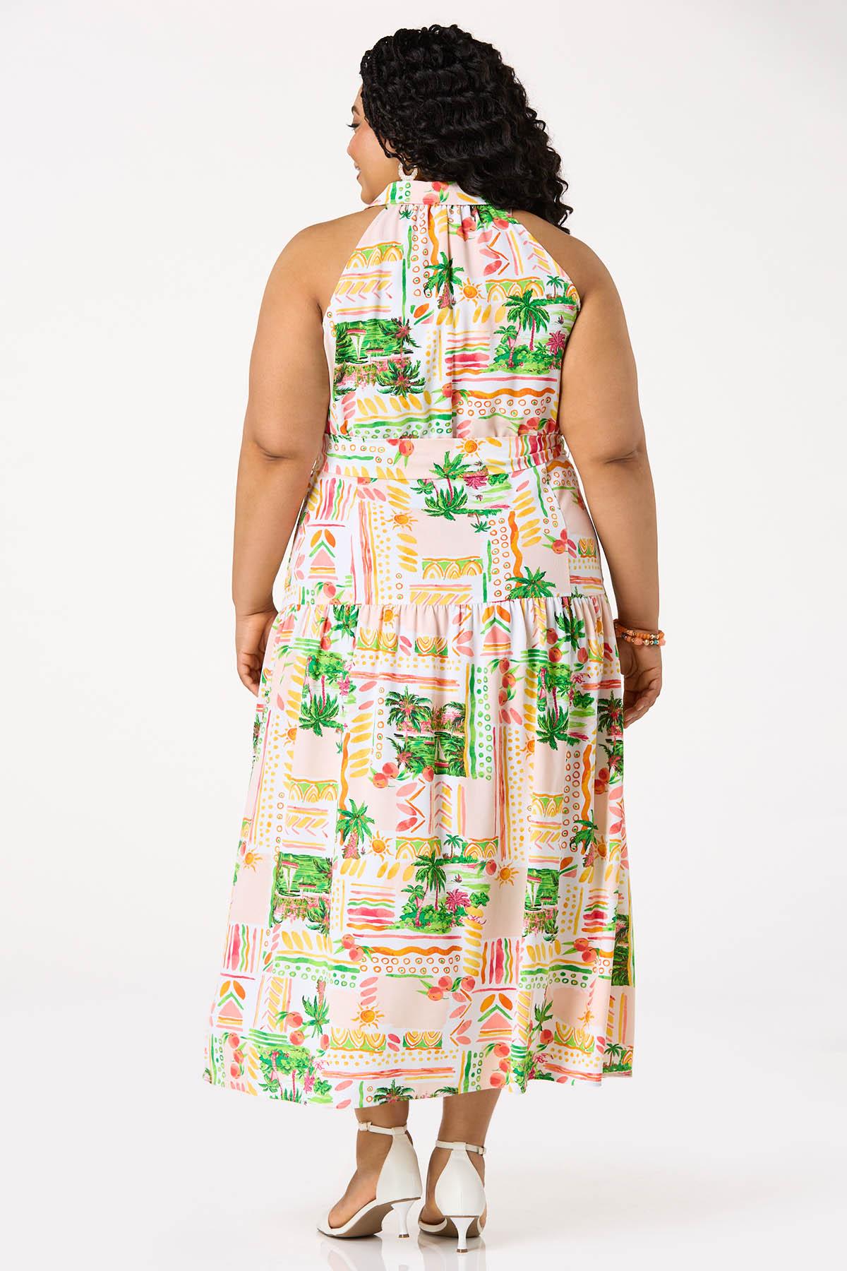 Plus Size Island Sun Belted- Tie Dress