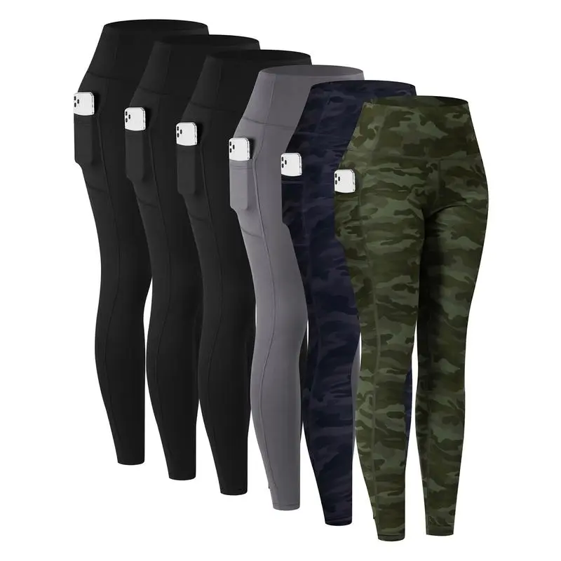 Women's high-waisted yoga pants with pockets.