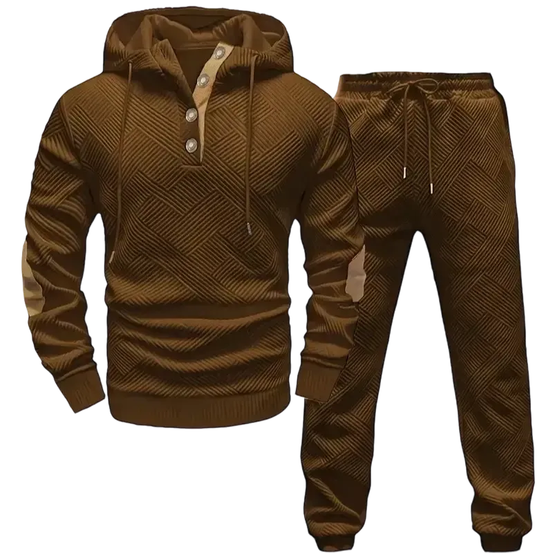 Men's knit jacquard sweatshirt and pants two-piece set