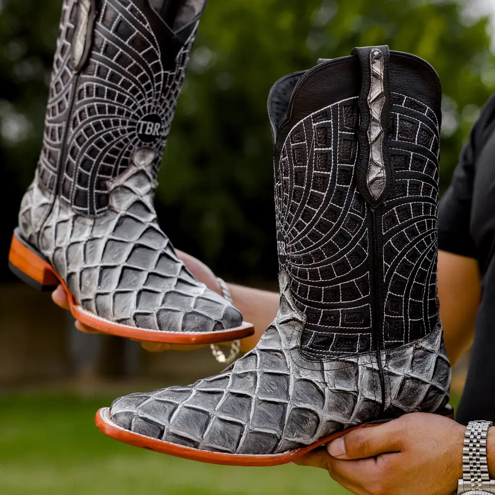 Eclipse Pirarucu Leather Boots - Square Toe