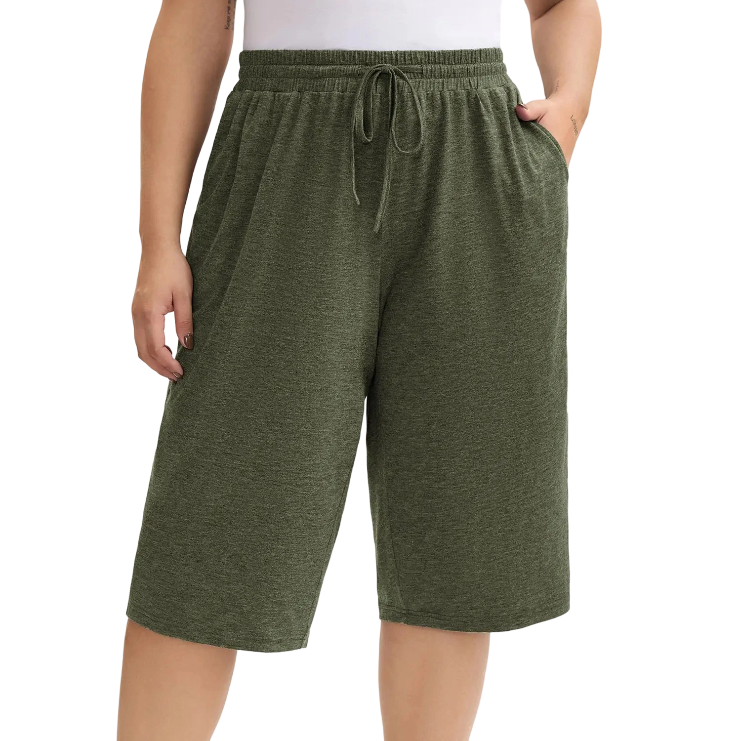 👖Women’s Relaxed Wide-Leg Capri Lounge Pants with Drawstring Pockets