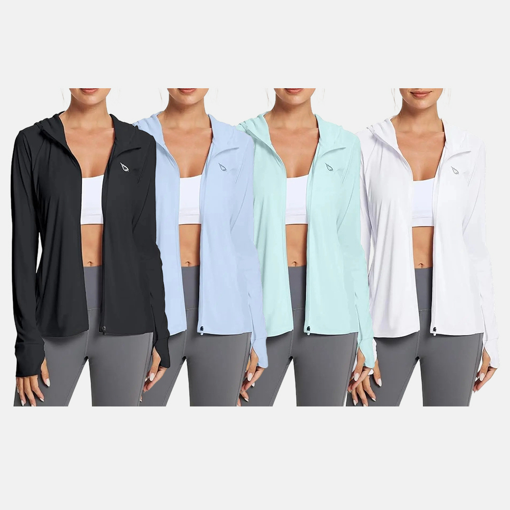 Women's UPF50+ Hoodie Sun Protection Shirts Lightweight Breathable SPF Jacket UV Cooling Long Sleeve Summer Outdoor Hiking Gardening Fishing