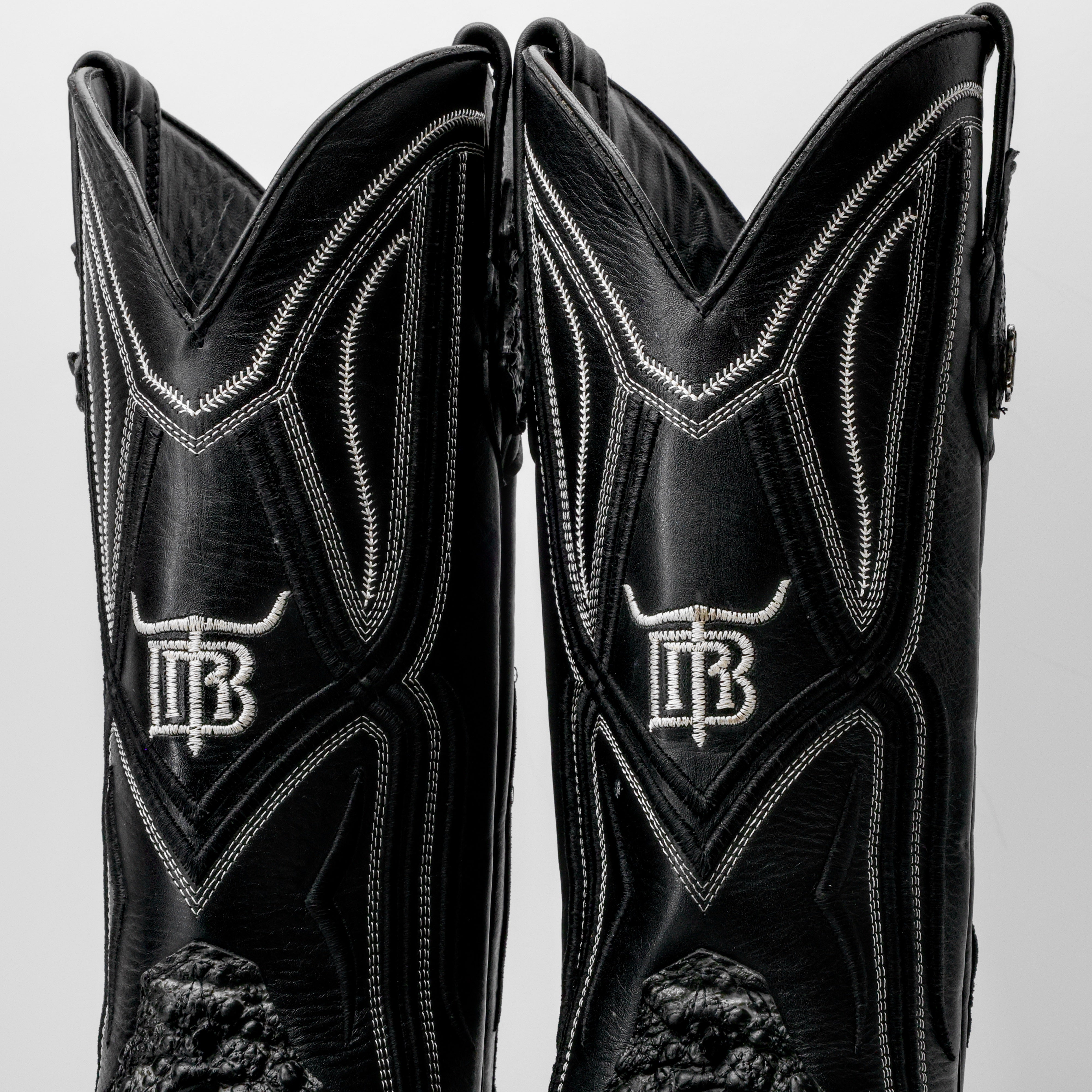 Grey Snapping Turtle Leather Boots - Square Toe