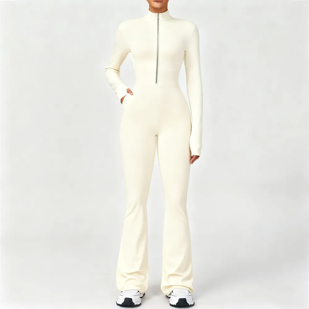 Women's Long Sleeve Flared Sports Jumpsuit