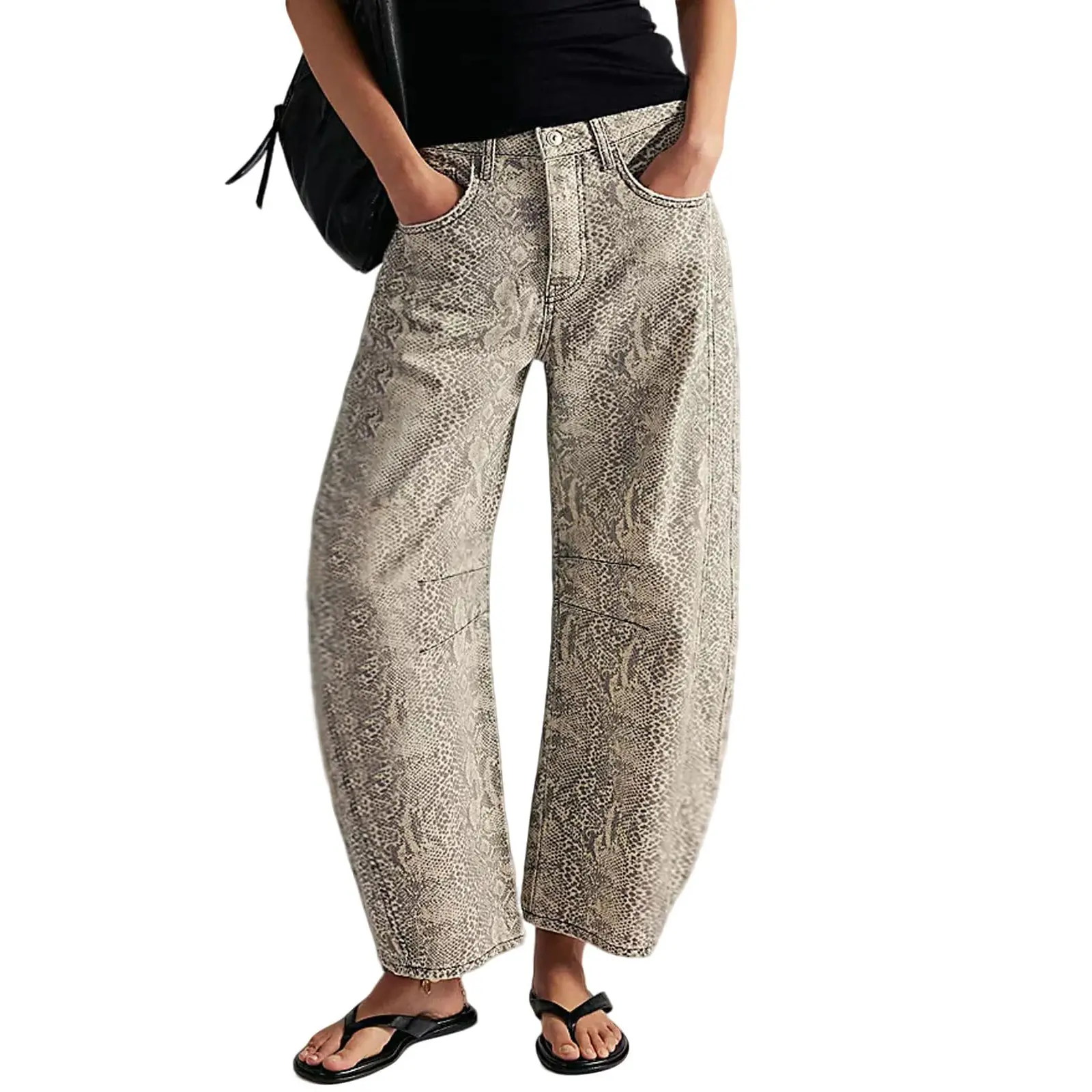Women's Printed Wide-Leg Jeans