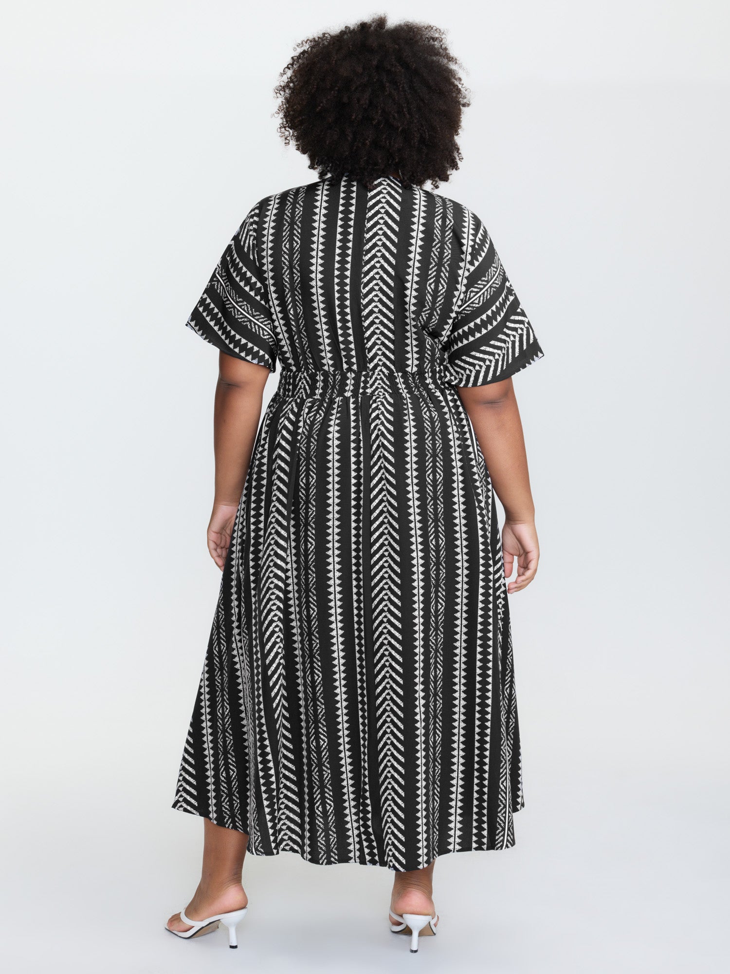 Solid Geometric Dolman Sleeve Pocket Shirred Split Hem Dress