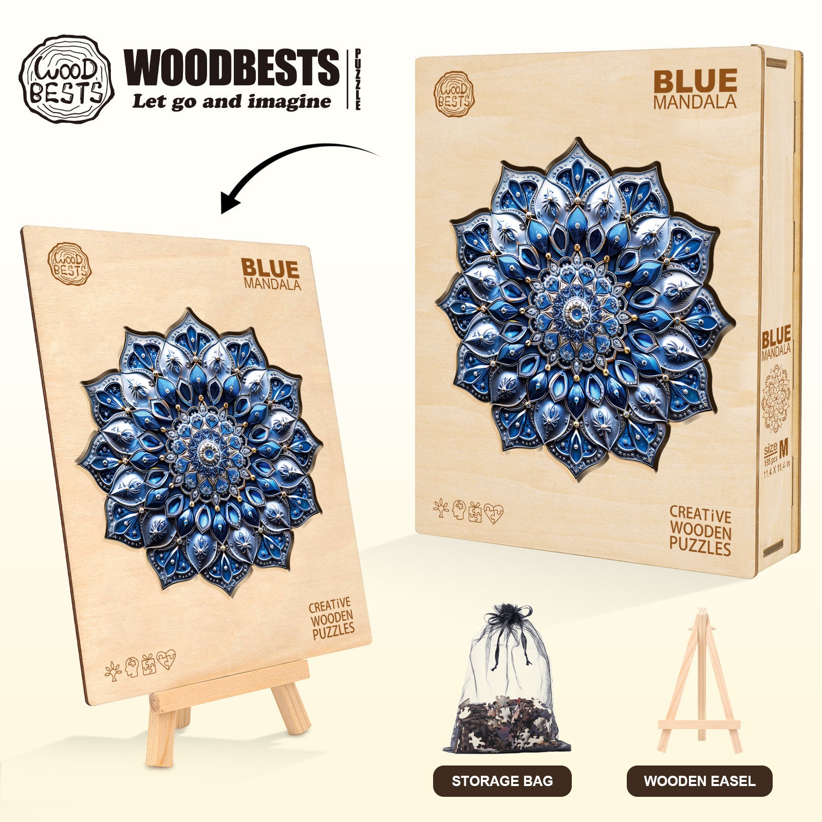 Blue Mandala Wooden Jigsaw Puzzle
