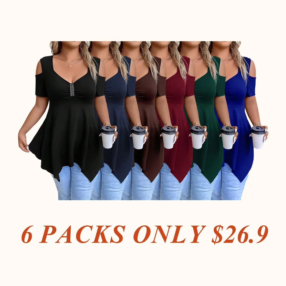 [Plus Size] Cold Shoulder Tee, Casual Asymmetrical Hem Short Sleeve T-shirt for Summer, Women's Plus Clothing for Daily Wear