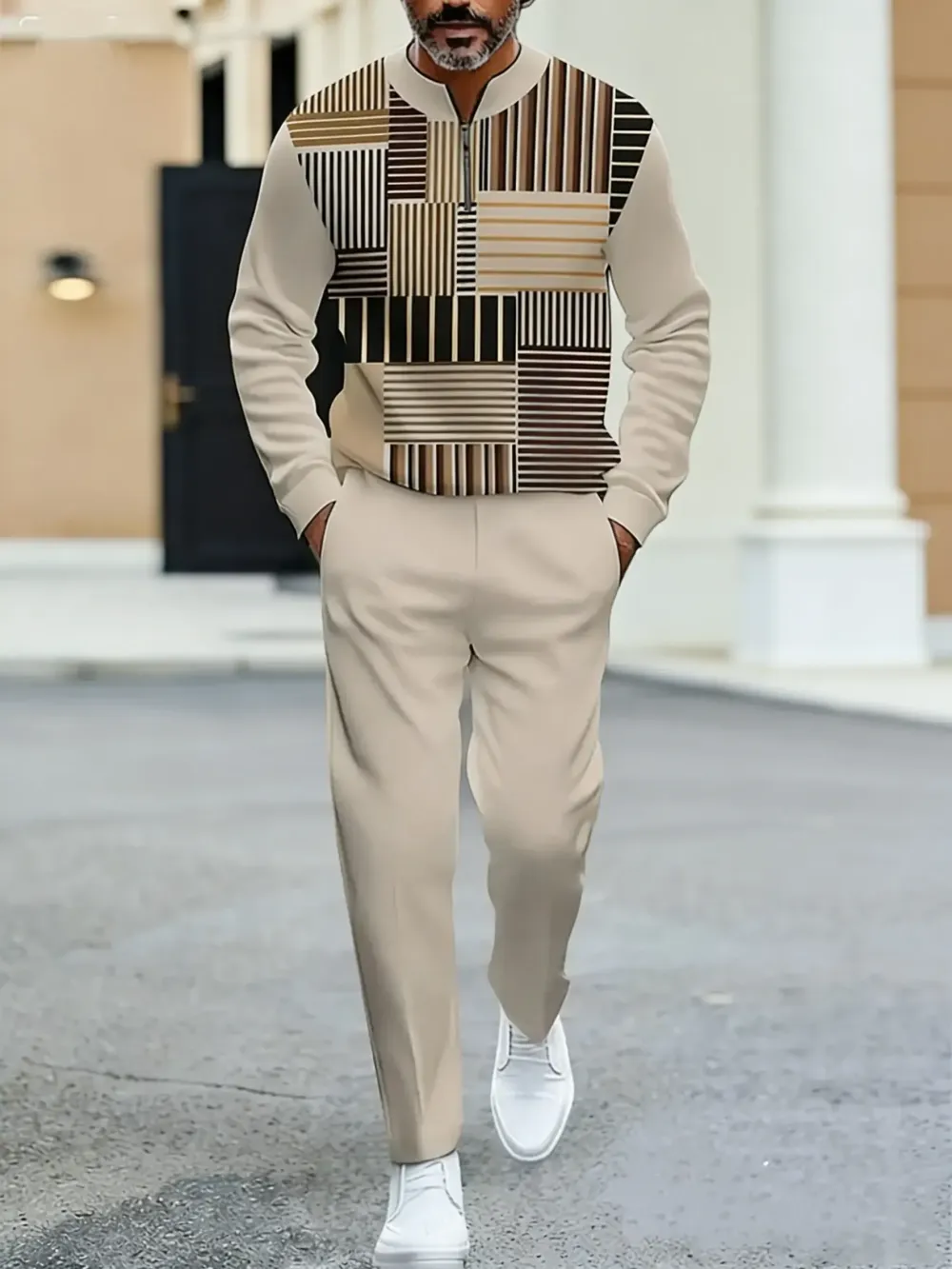 Fashionable men's color spliced sportswear series