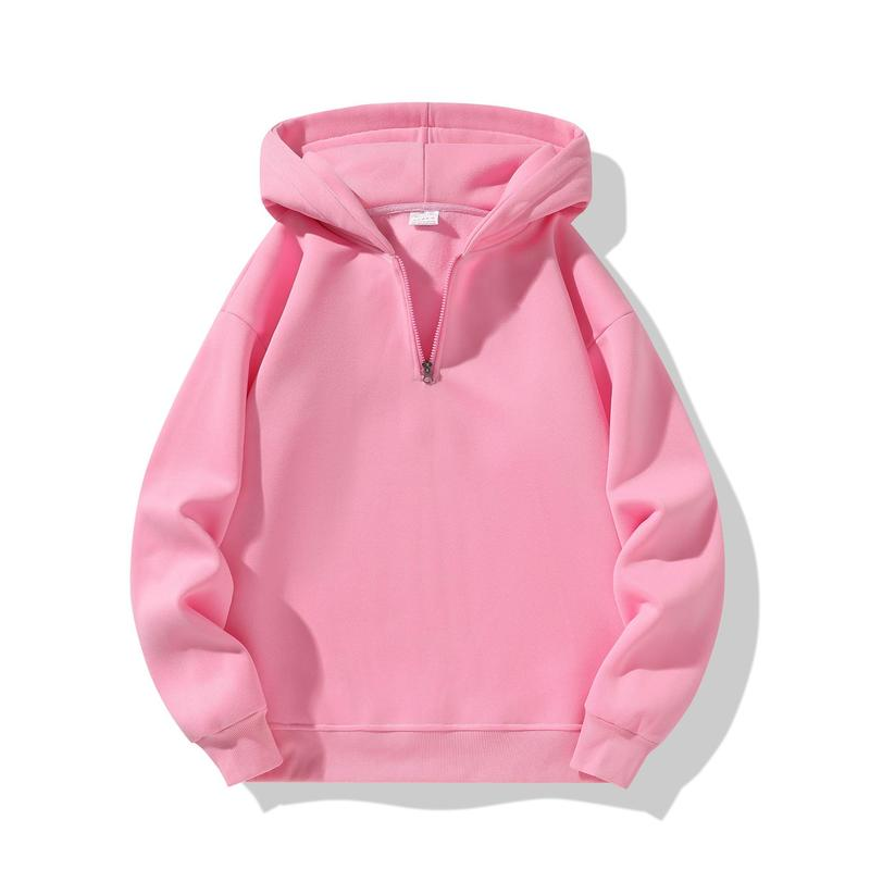 Unisex Plain Half Zip Up Thermal Lined Hoodie