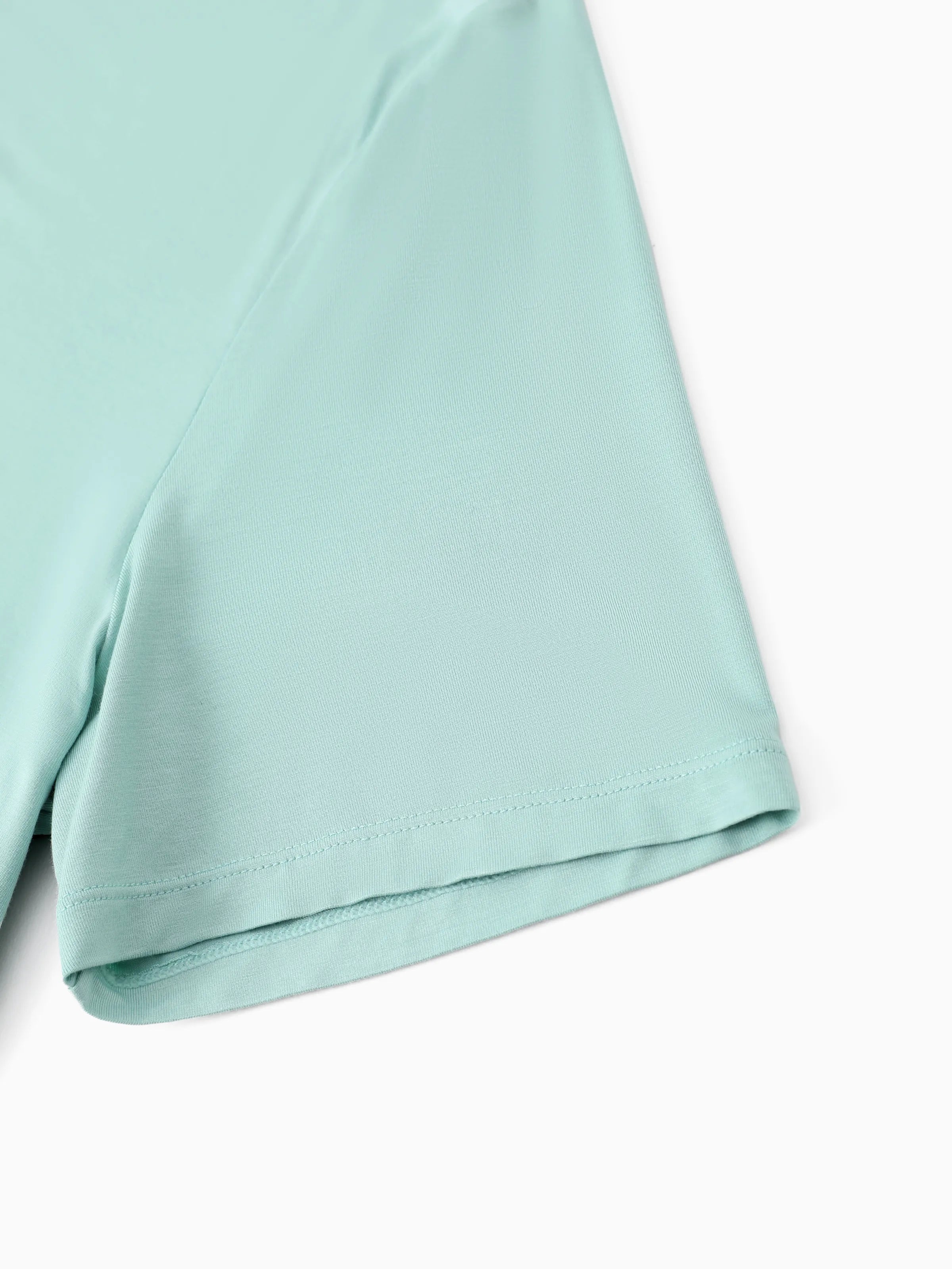 Bamboo Family Pajamas Solid Color Green Short Sleeve Matching Pajama Set ( Snug-Fitting for Children ) Green