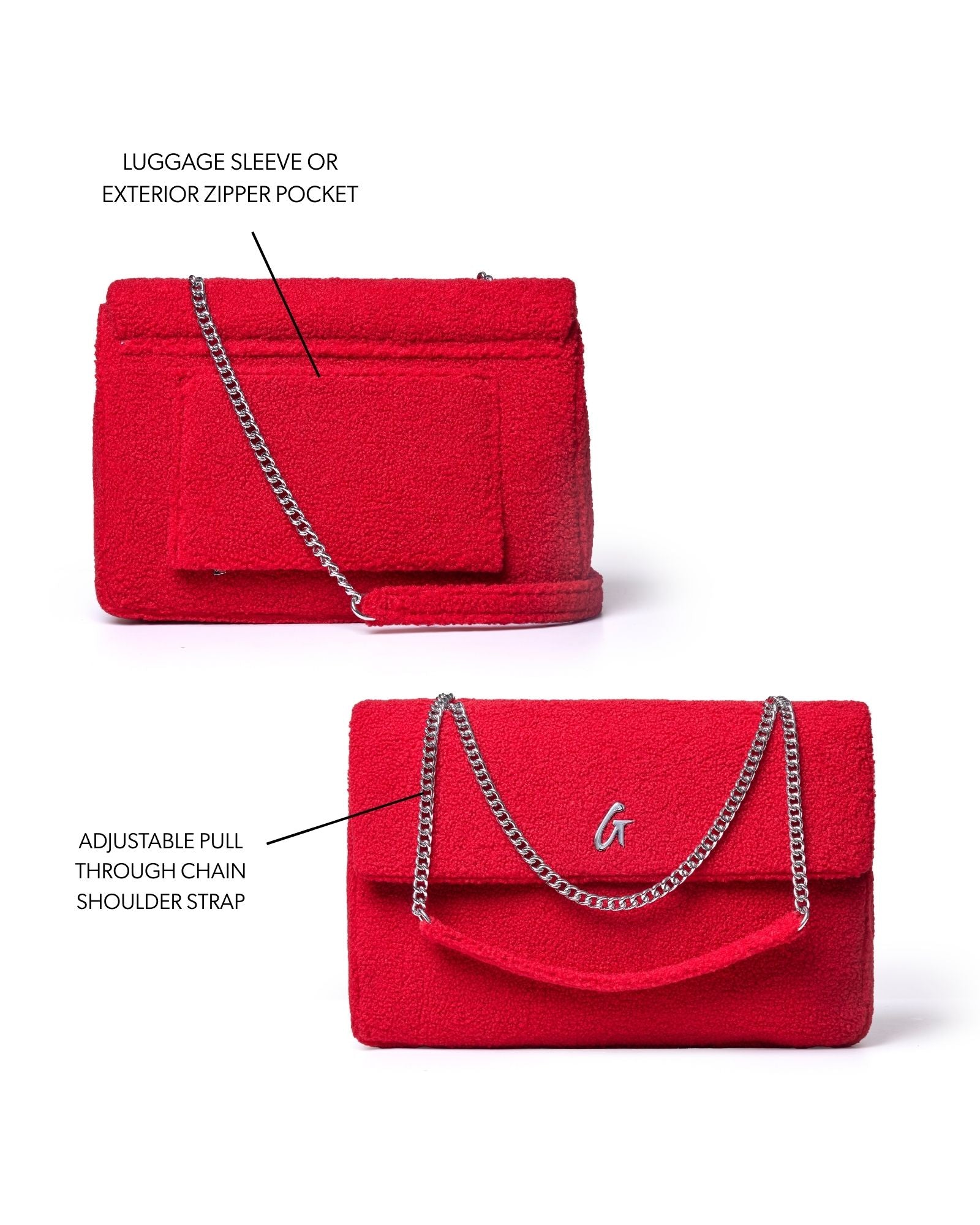 XL TEDDY FLAP BAG - RED