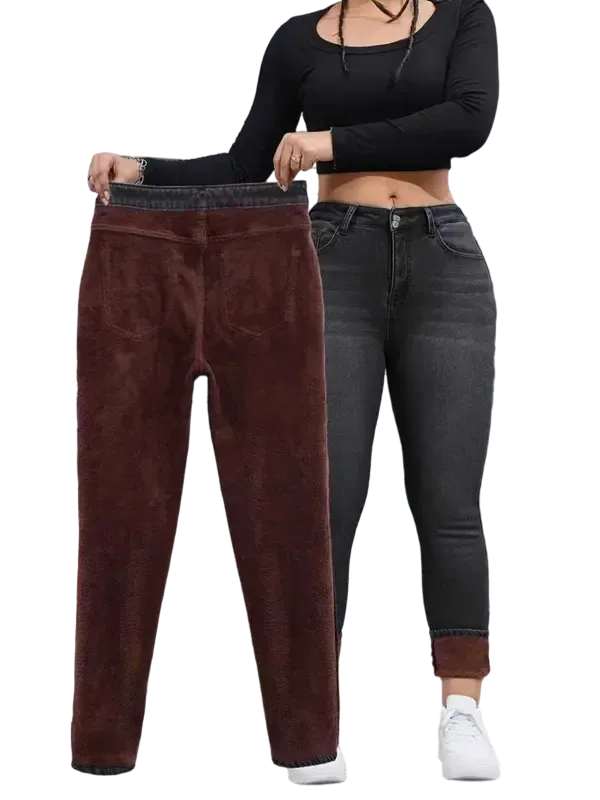 Women's Autumn/Winter Fleece-Lined Jeans