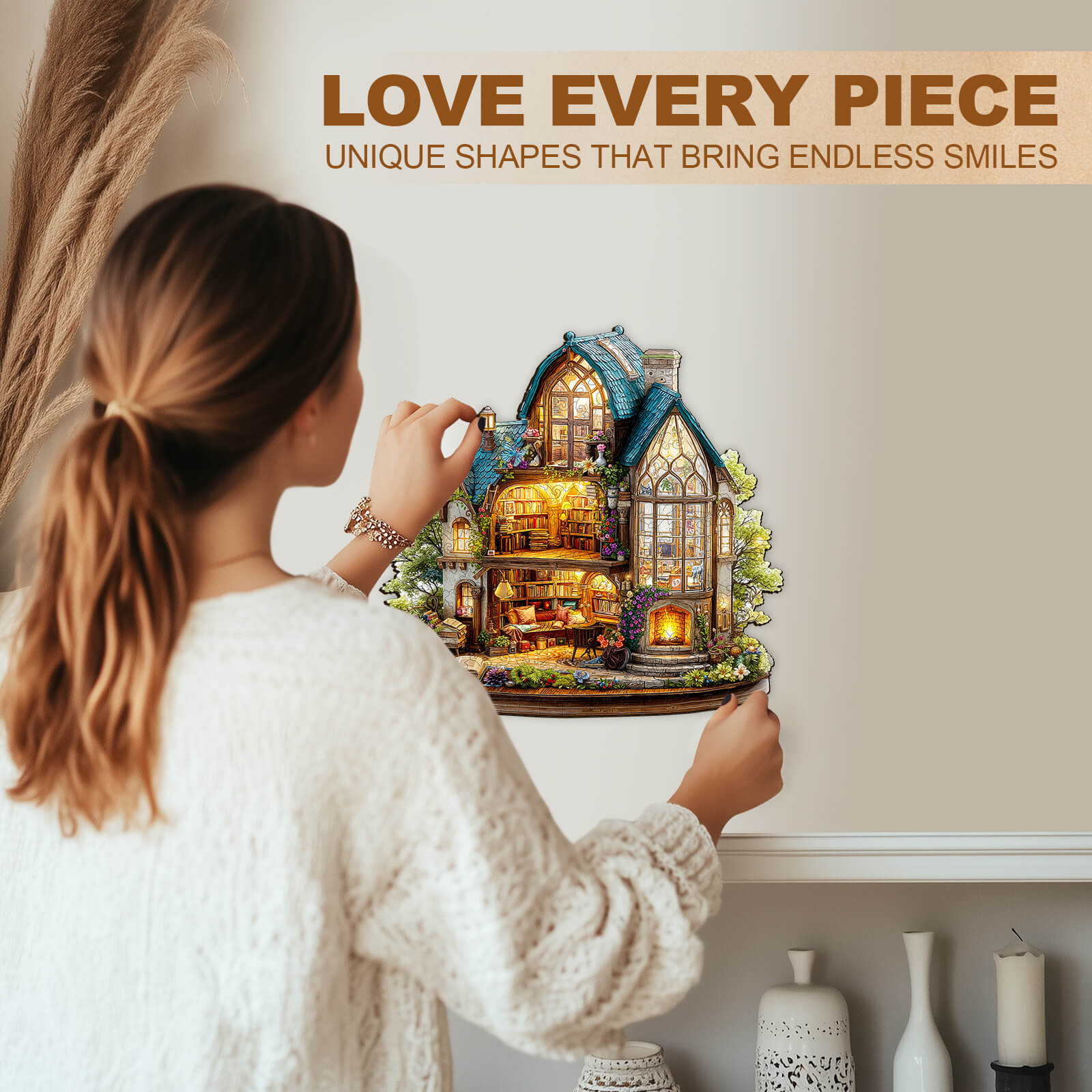 Fireside Library Wooden Jigsaw Puzzle