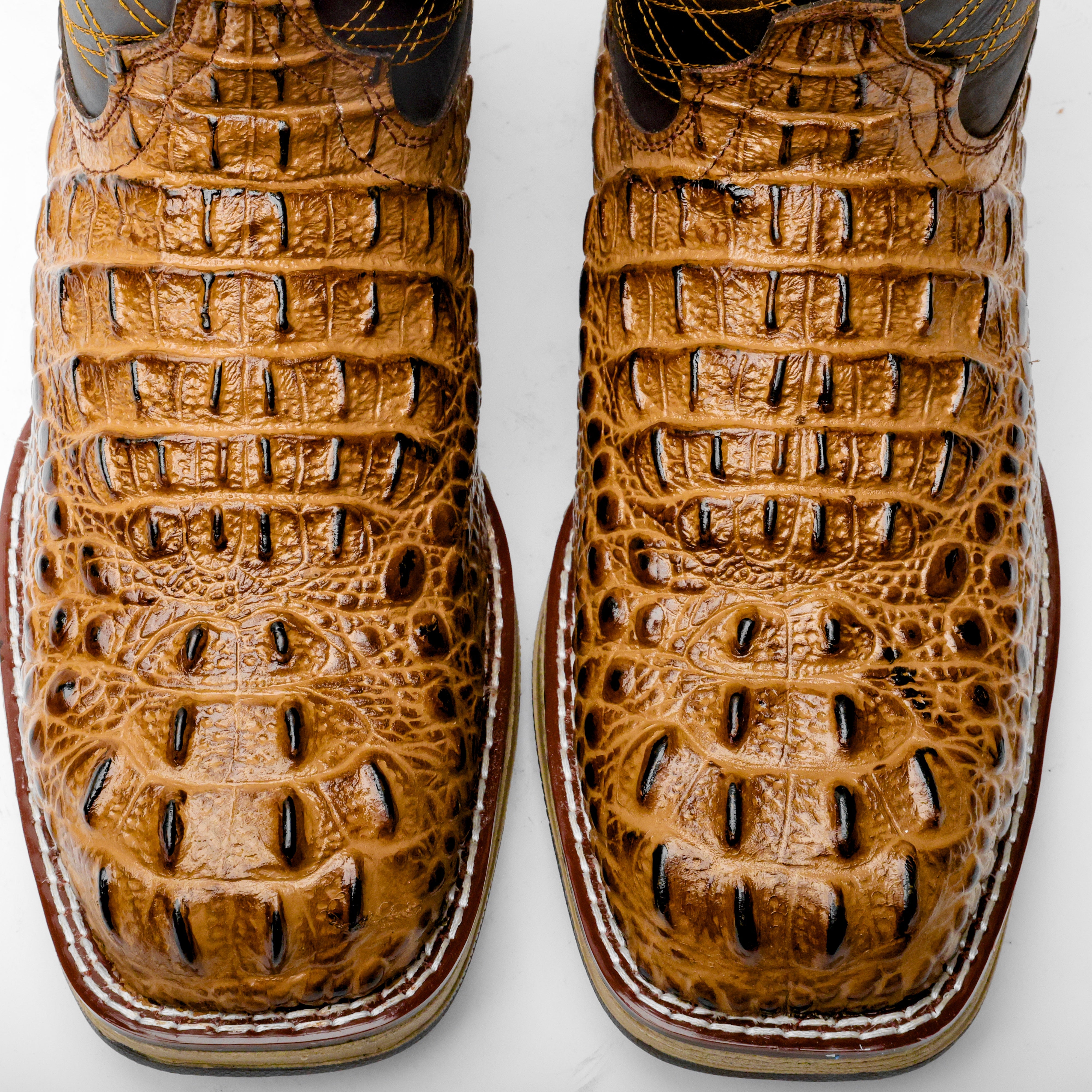 Honey Caiman Neck Leather Boots With 3D Lightweight Sole - Composite Toe