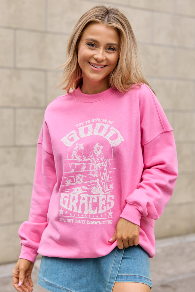 Good Graces Pink Graphic Sweatshirt