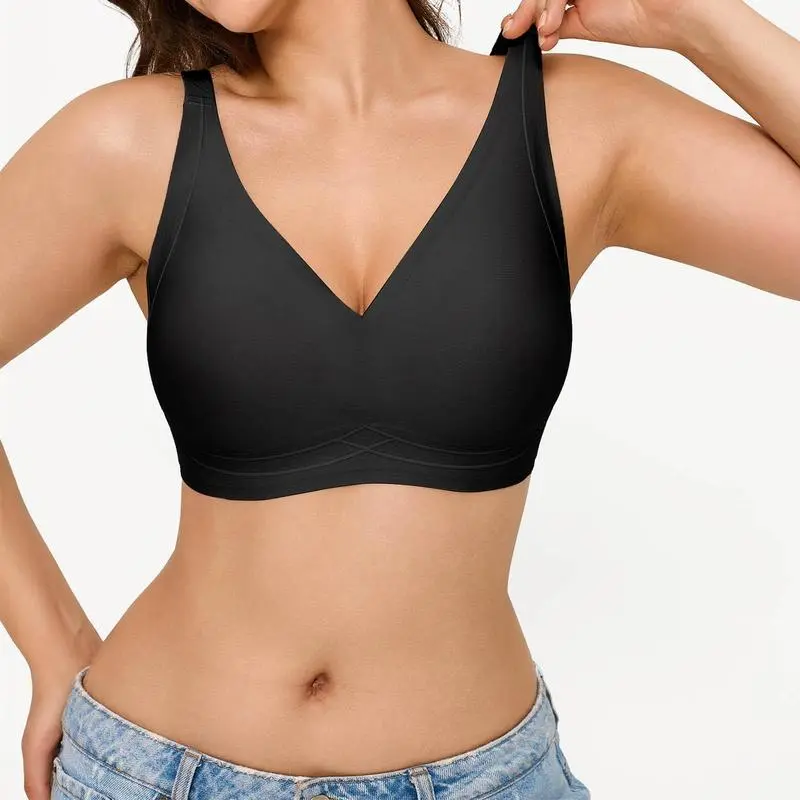 Jelly Wireless Womens Comfortable Wireless Bras Push Up Bralettes Seamless Tshirts Bras Deep V Everyday Bras