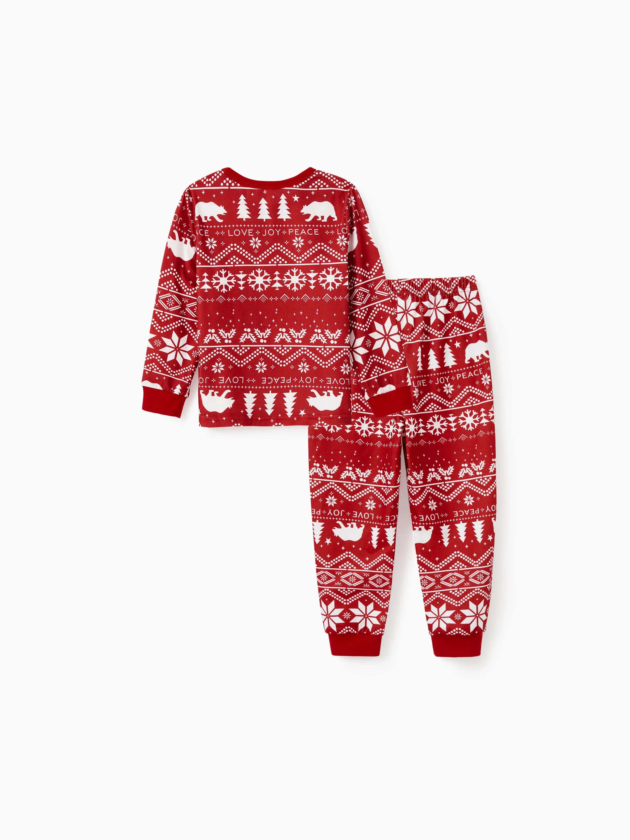 Christmas Print Family Matching Pajamas Sets with Christmas Socks Red