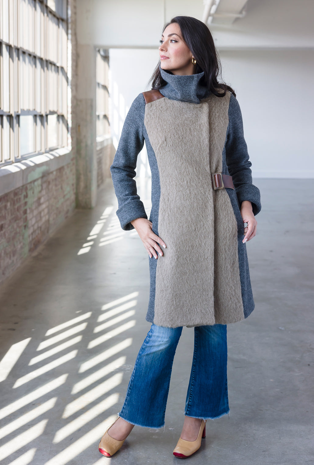 NEW FLAX COWL NECK COAT