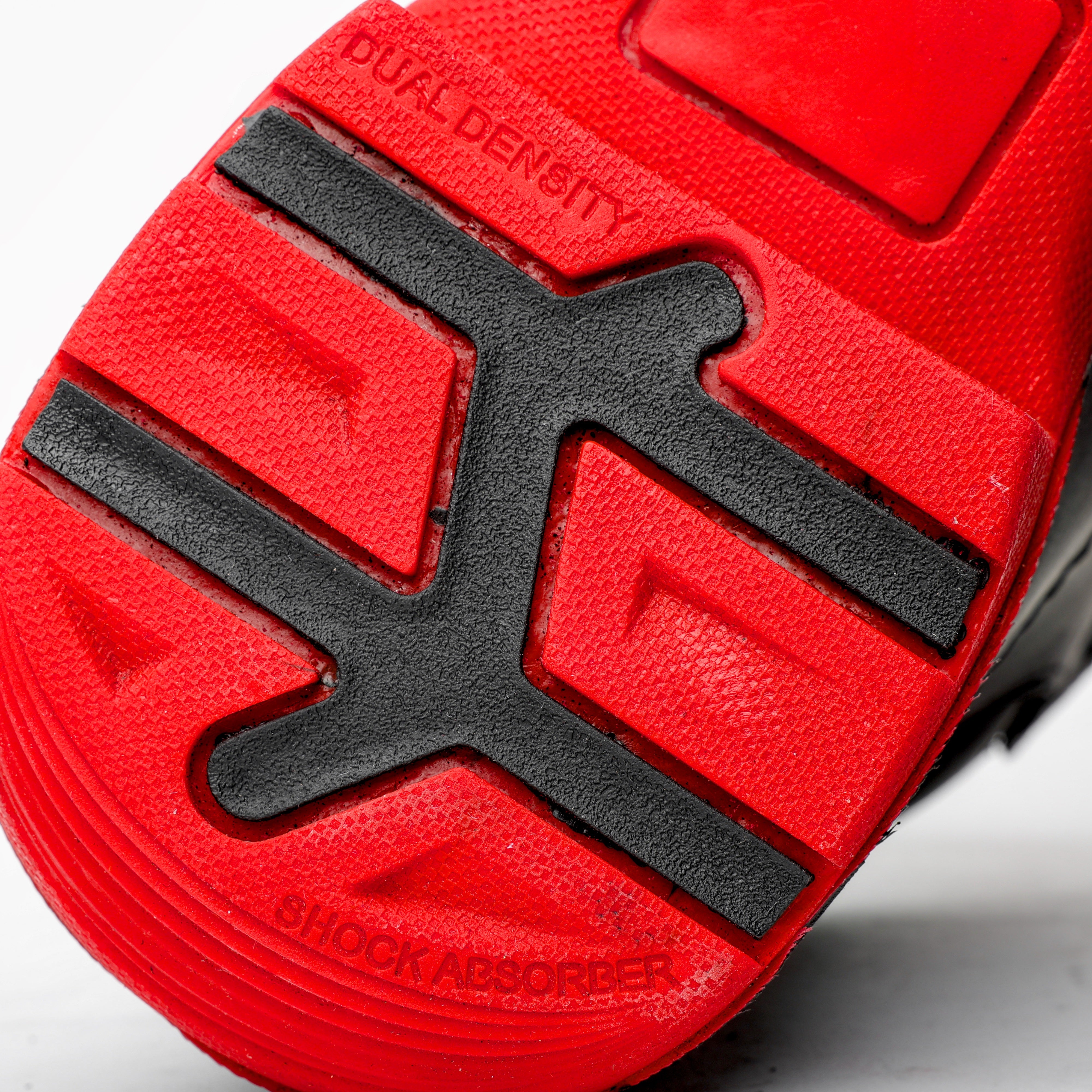 Black/Red Python Leather Botin With 3D Lightweight Soles - Square Toe