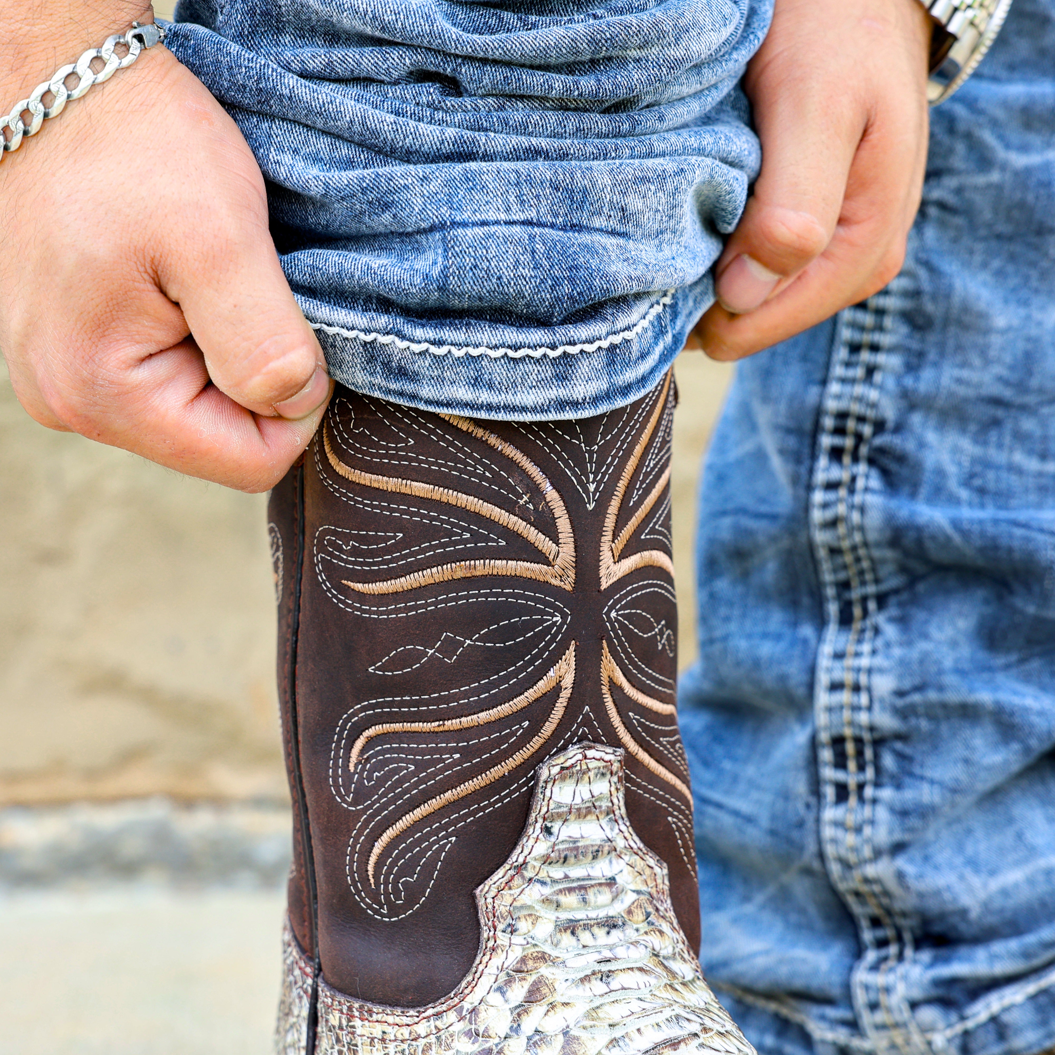 Natural Python Leather Boots With 3D Lightweight Sole - Composite Toe