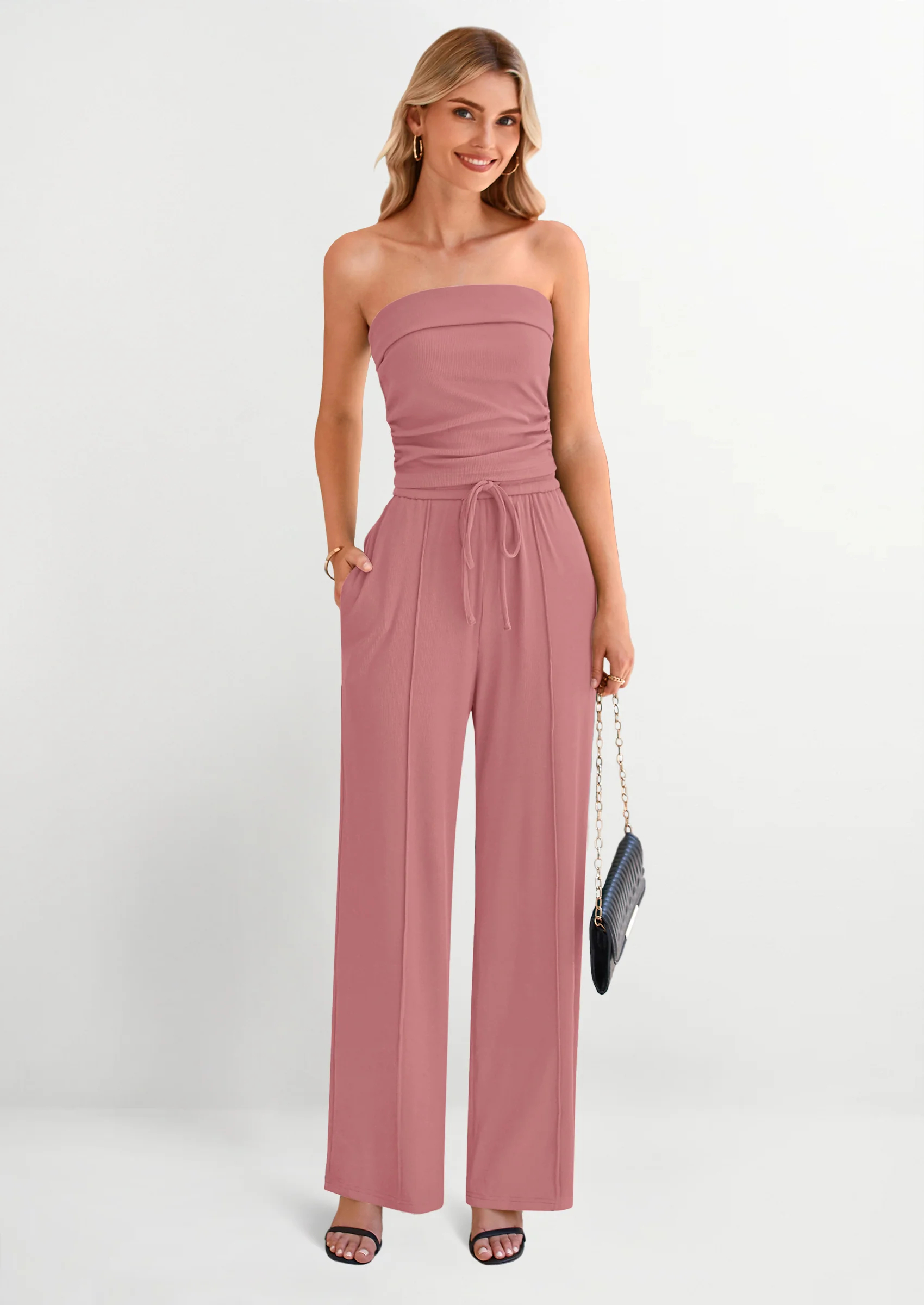 Women's Summer 2 Piece Outfits Sleeveless Crop Top Sweatpants