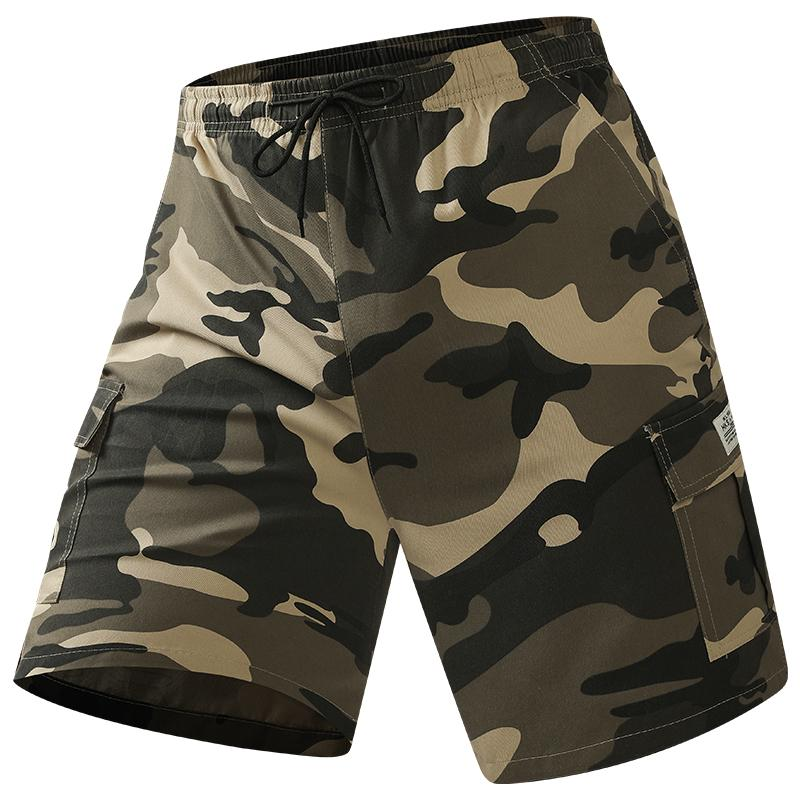 Camouflage Twill Pocket Shorts Three-Piece Set