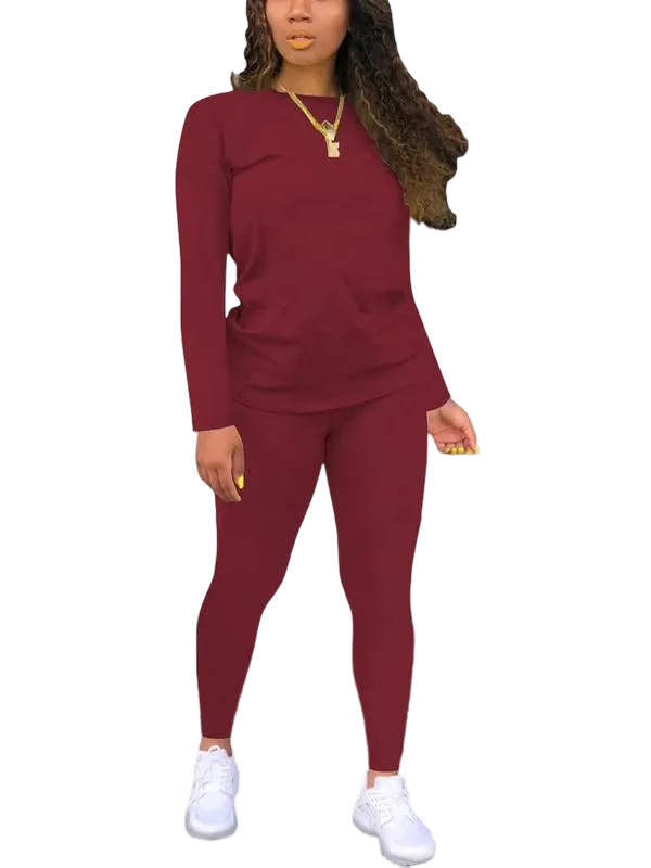 Women's solid color elastic waist pants suit