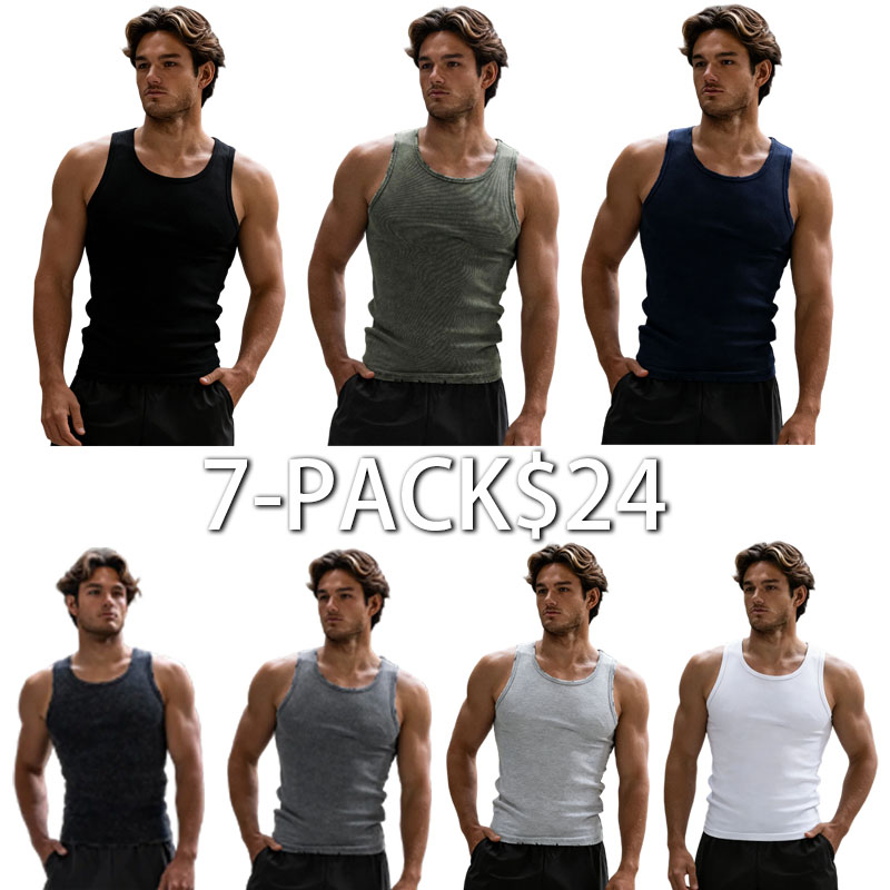 Premium Ultra-Soft Distressed Fitted Tank Top – Vintage Cotton Stretch