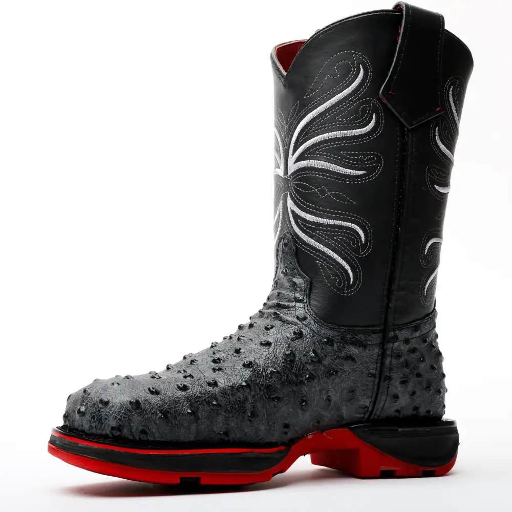 Grey Ostrich Leather Boots With 3D Lightweight Sole - Composite Toe