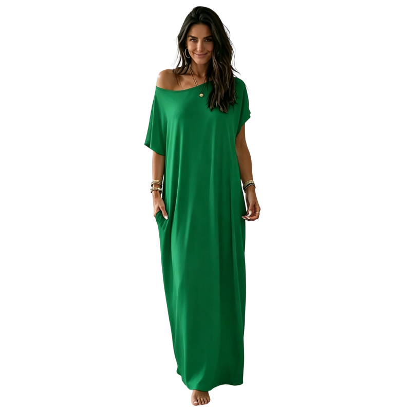 Women's Solid Color Batwing Sleeve Lounge Dress