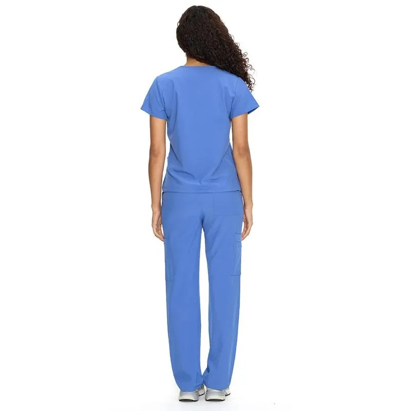 Scrubs for Women DawnDusk Set Medical Uniform - V-Neck Top & Straight Leg Pants with 9 Pockets