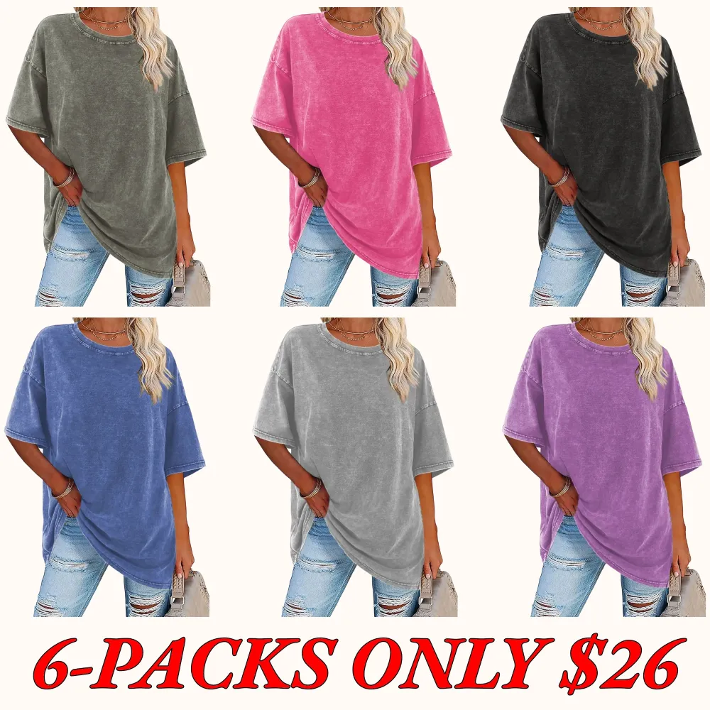 Women's Loose-Fit T-Shirt — Acid-Washed, Heavyweight Pure Cotton, Vintage Unisex Style