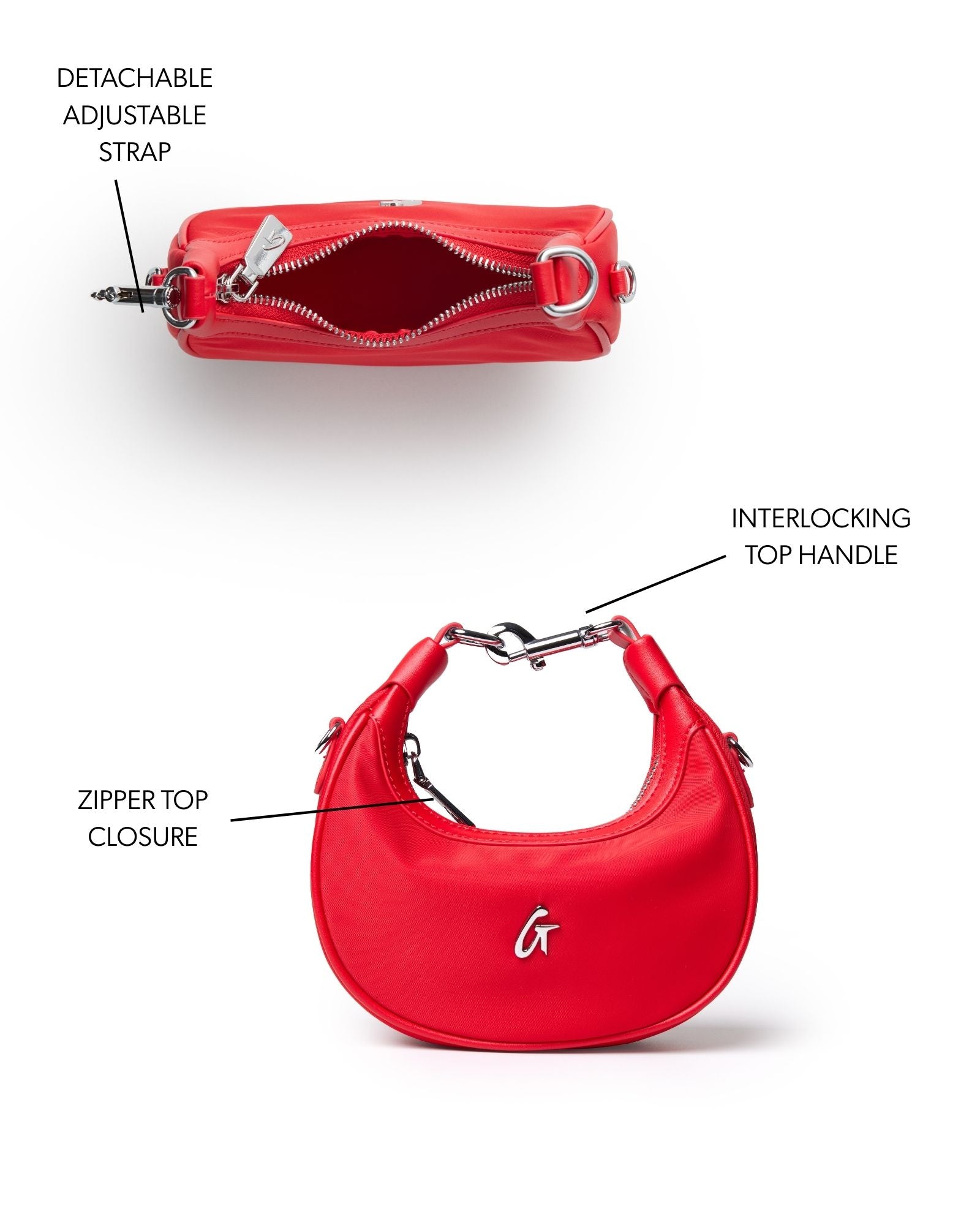NANO NYLON HOBO BAG - RED