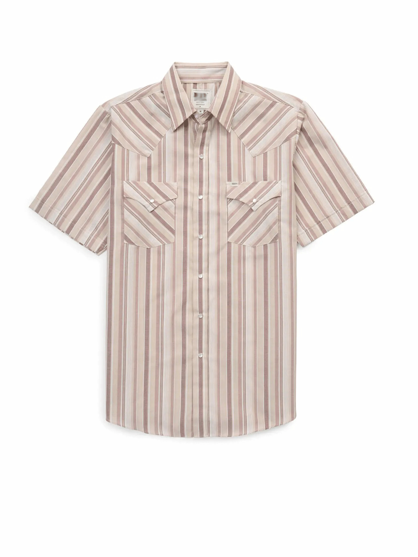 Men’s Western Stripe Snap Button Shirt – Short Sleeve Casual Cowboy Style