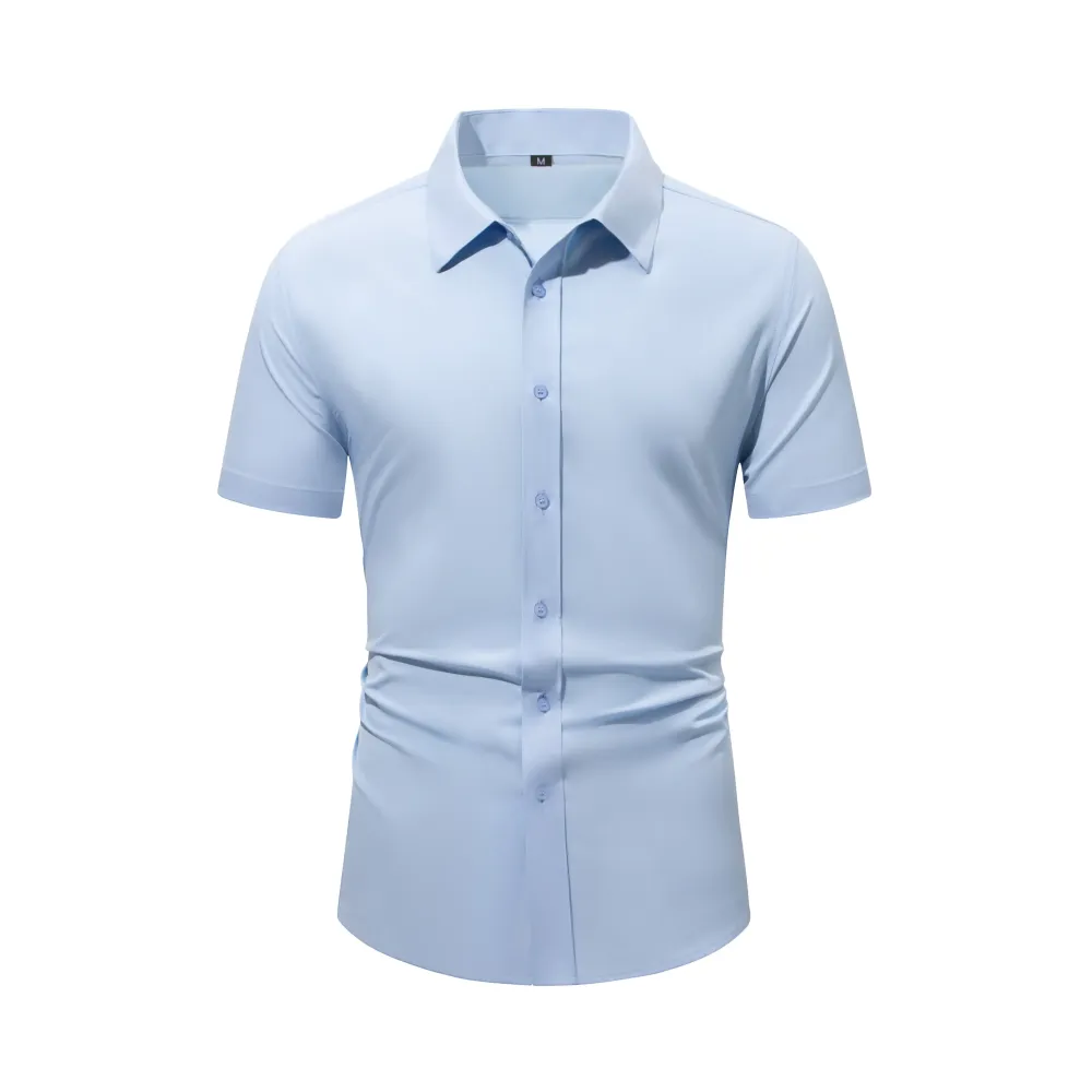 Men’s Short-Sleeve Button-Down Shirt, Wrinkle-Resistant Business Casual Shirt for Work Commuting