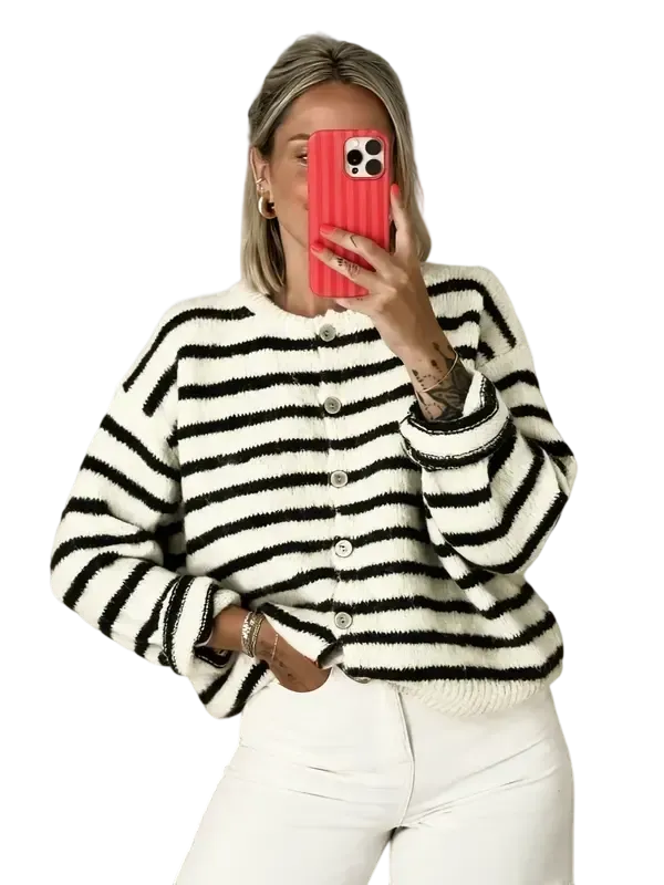 Women's Retro Striped Cardigan